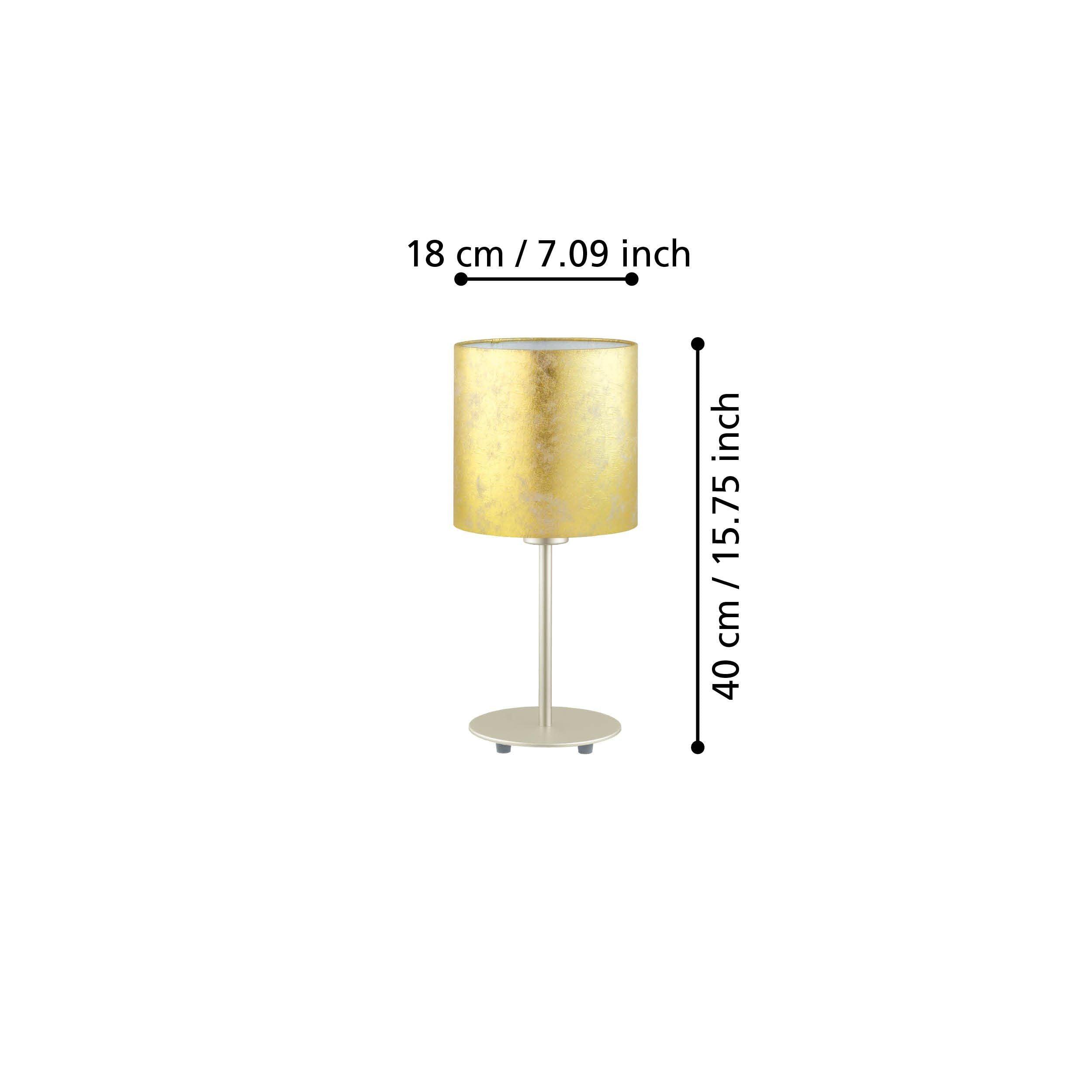 Eglo Viserbella Champagne Table Lamp With Gold Leaf Style Shade