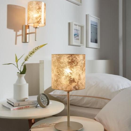 Eglo Viserbella Champagne Table Lamp With Gold Leaf Style Shade