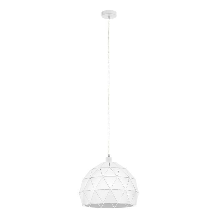eglo roccaforte white metal geometric ceiling pendant 40cm living room image