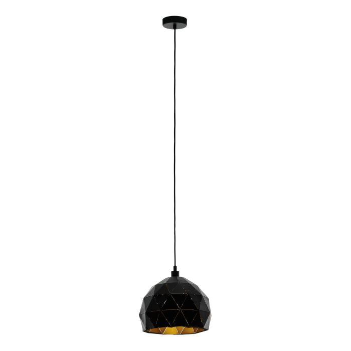 eglo roccaforte black gold geometric ceiling pendant 30cm living room image