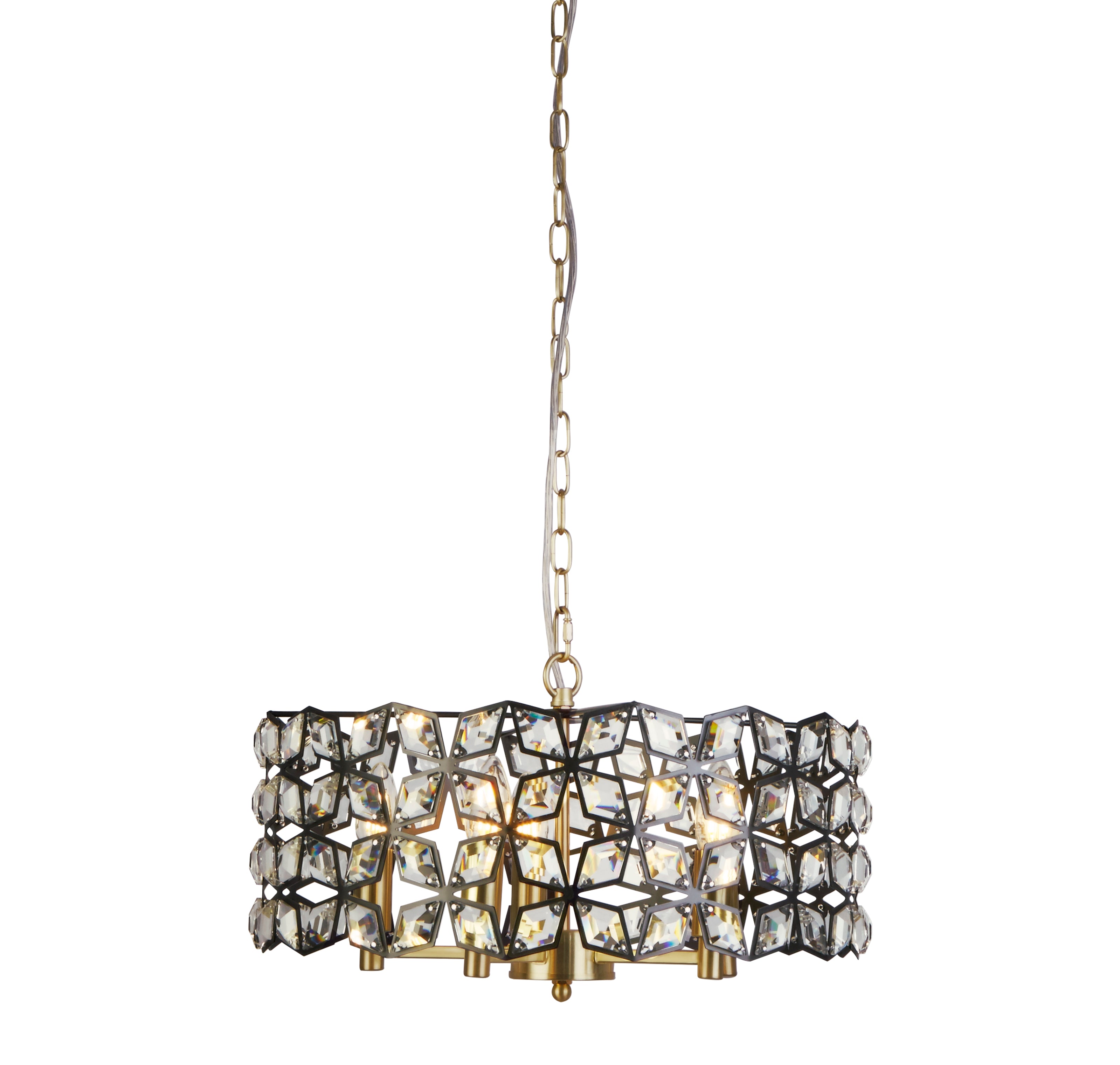Searchlight Iris 5 Light Black, Crystal & Brass Pendant