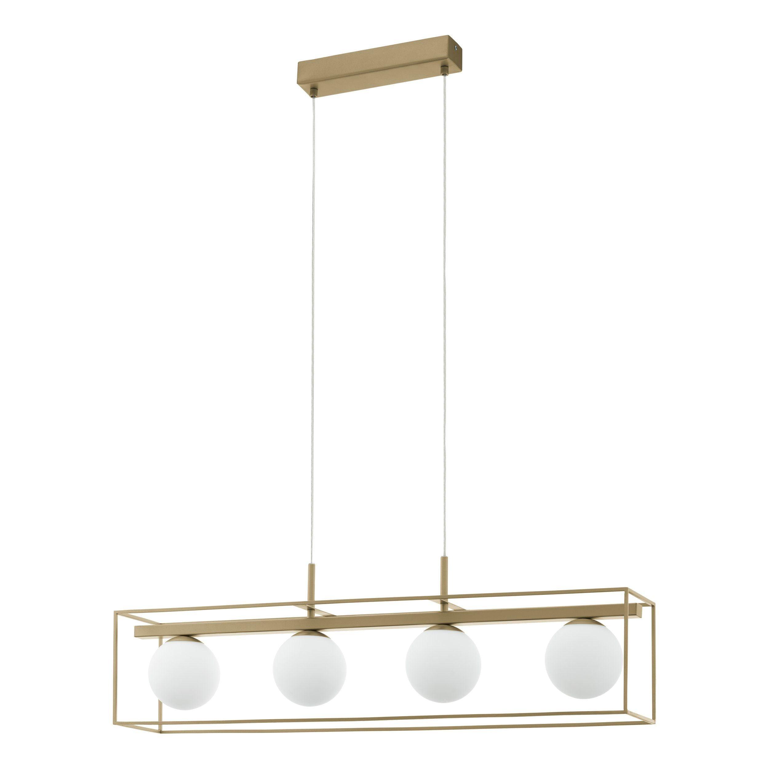 Eglo Vallaspra 4 Light Champagne Ceiling Pendant - Opal Glass Shades