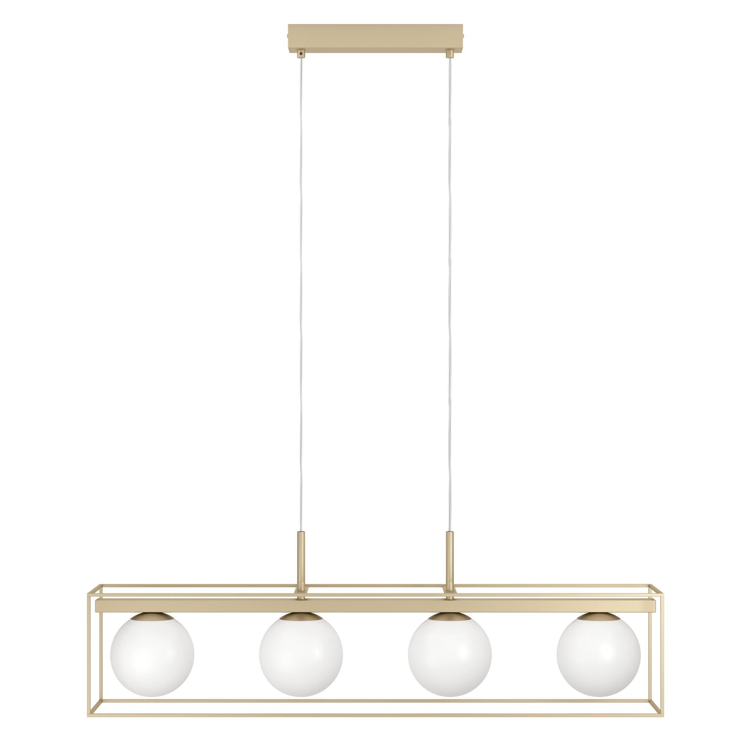 Eglo Vallaspra 4 Light Champagne Ceiling Pendant - Opal Glass Shades