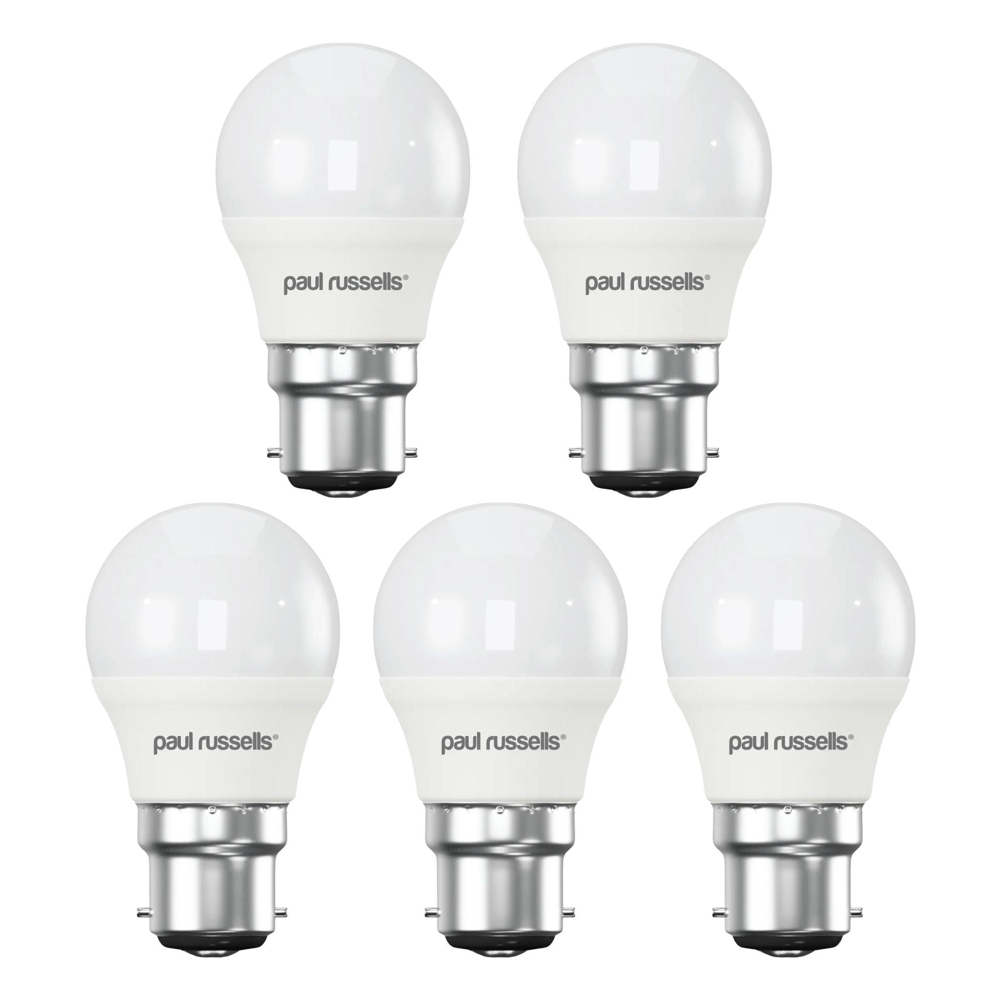 5 X LED Dimmable Golf B22 5.5W (40W) Warm White Bayonet Cap Light Bulbs