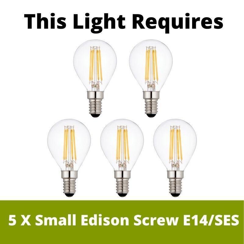 Endon Ortona 5 Light Nickel Pendant Ceiling Light-warehouse-180926
