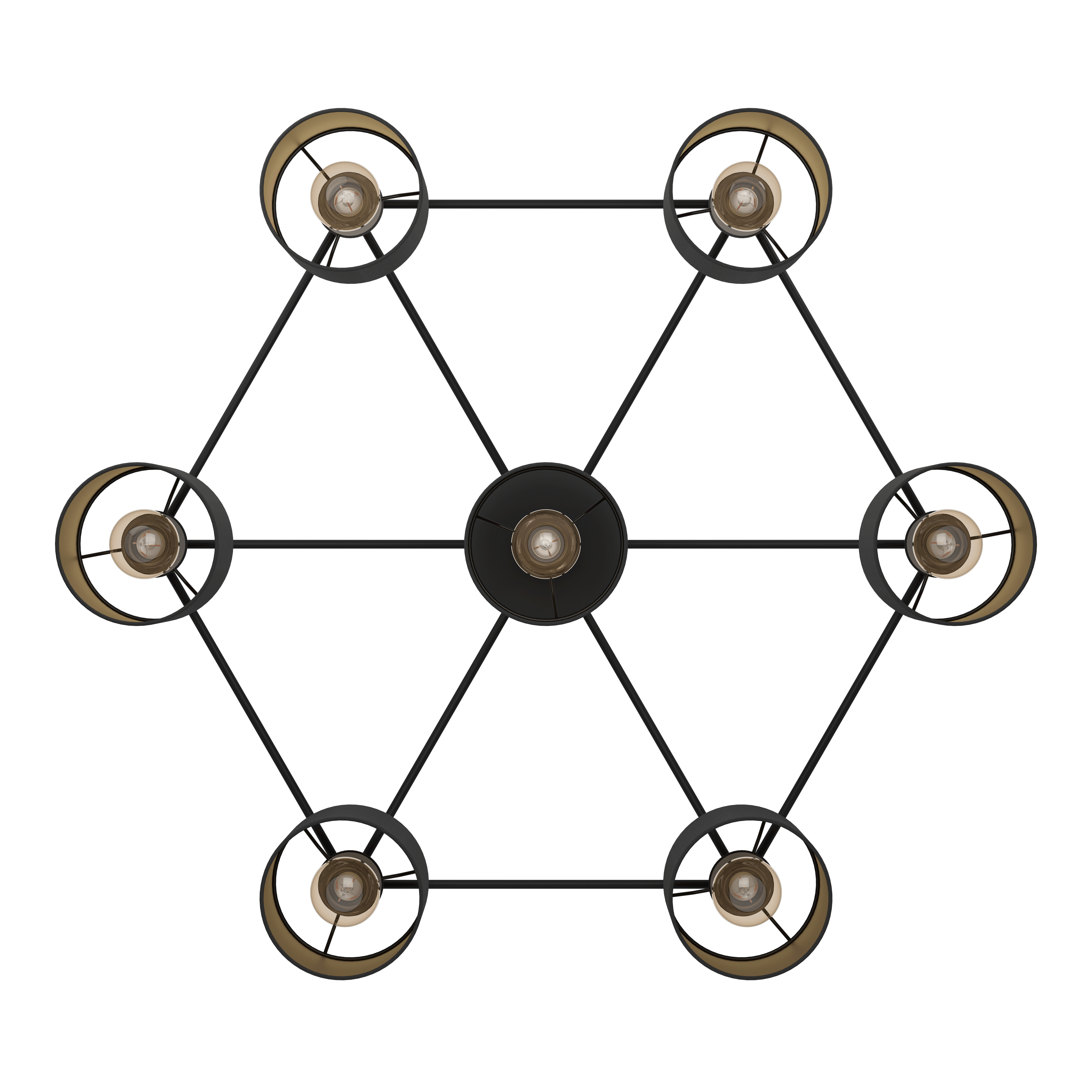 Eglo Staiti 7 Light Black & Gold Flush Ceiling Flush