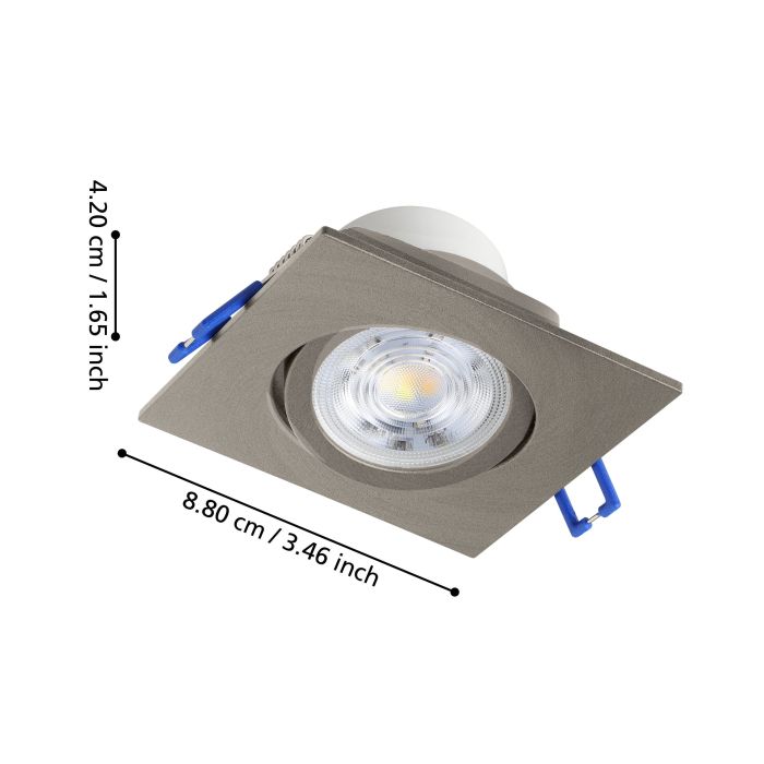 Eglo Saliceto LED Nickel Square Recessed Downlight — close-up detail