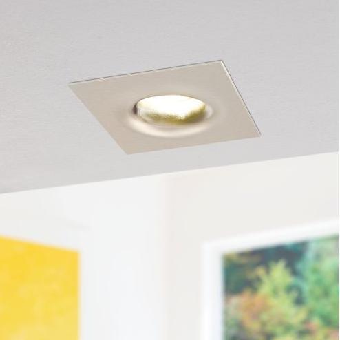 eglo saliceto square led nickel recessed downlight warm white living room close up
