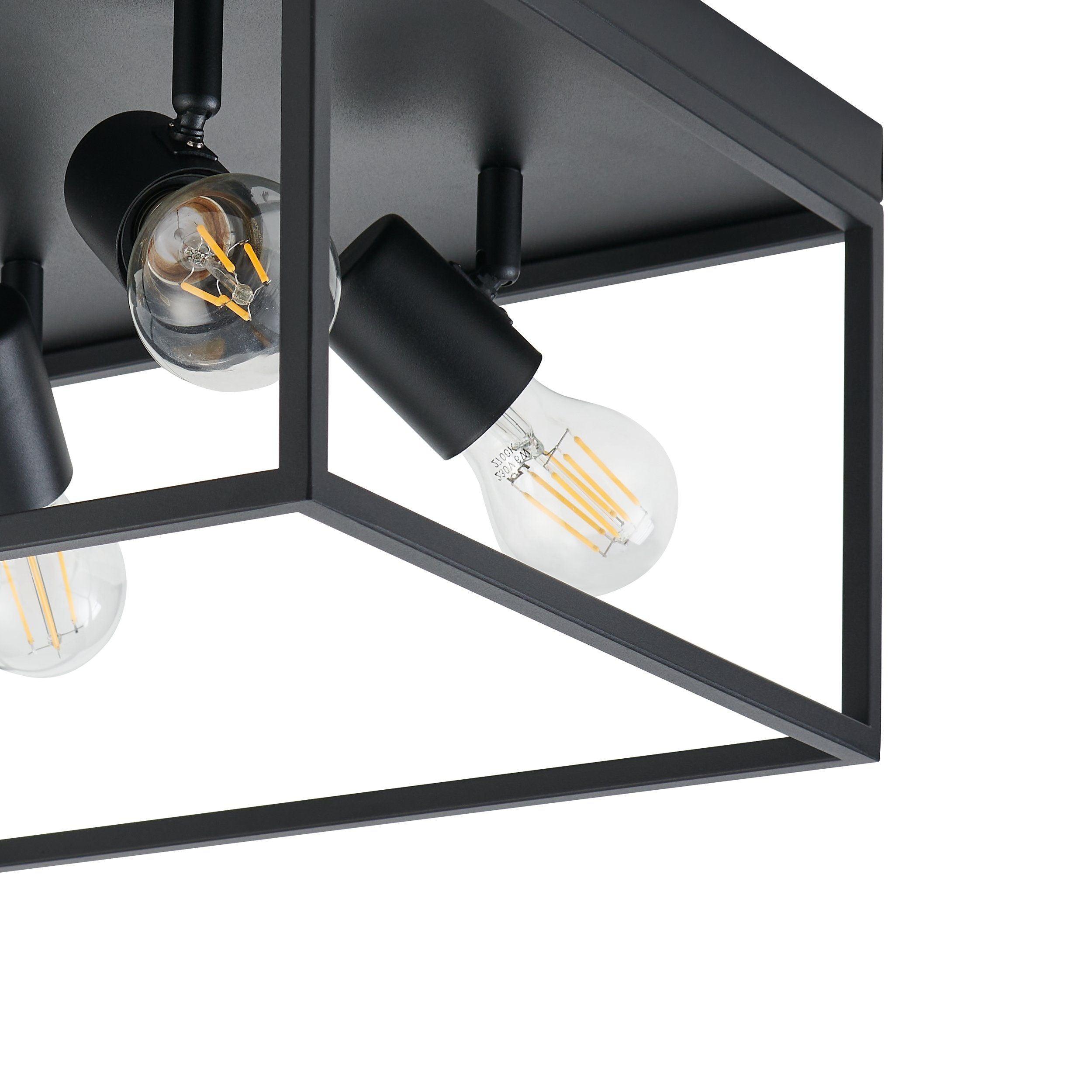 Eglo Silentina 4 Light Black Metal Frame Ceiling Flush