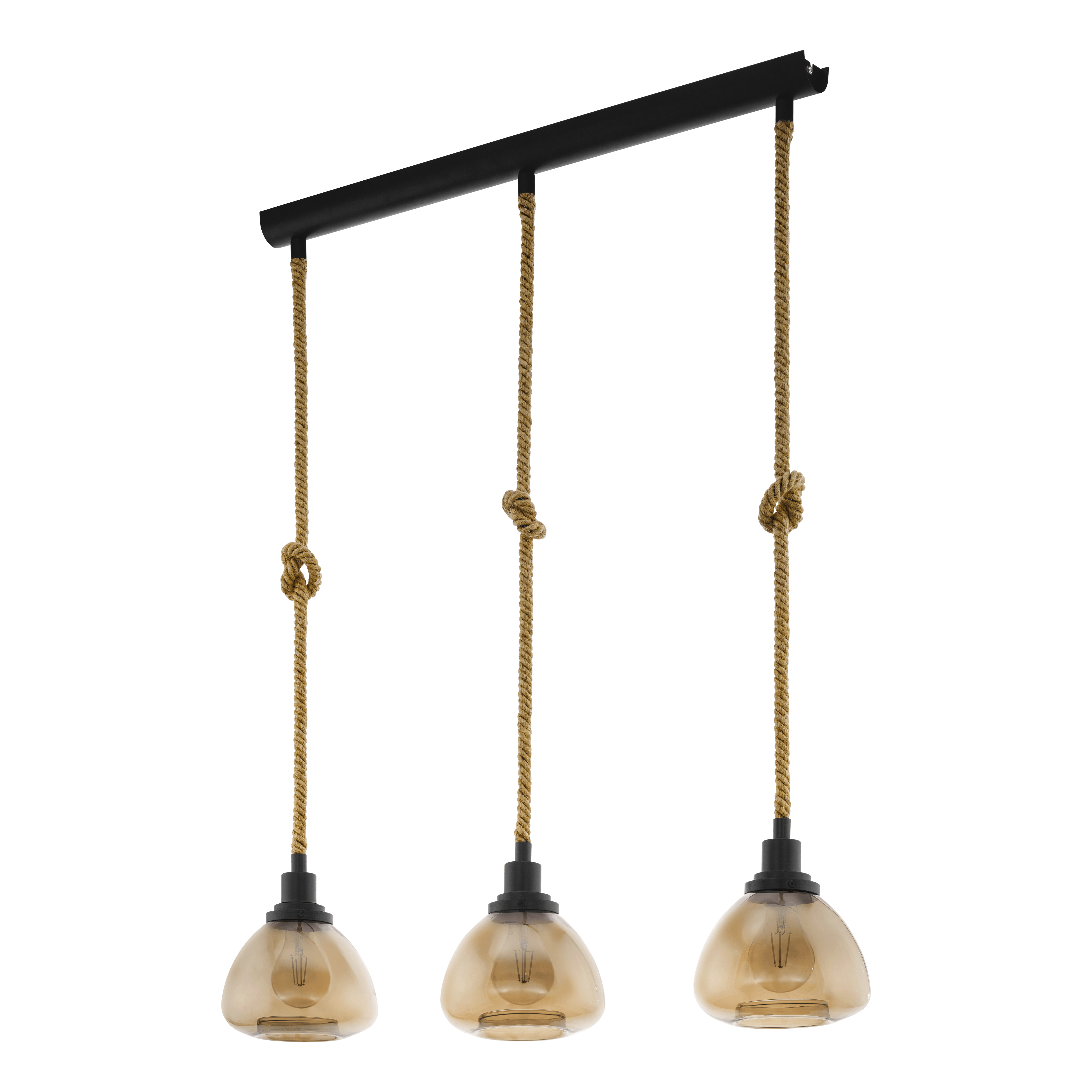 eglo rampside 3 light rope ceiling pendant amber glass shades living room image