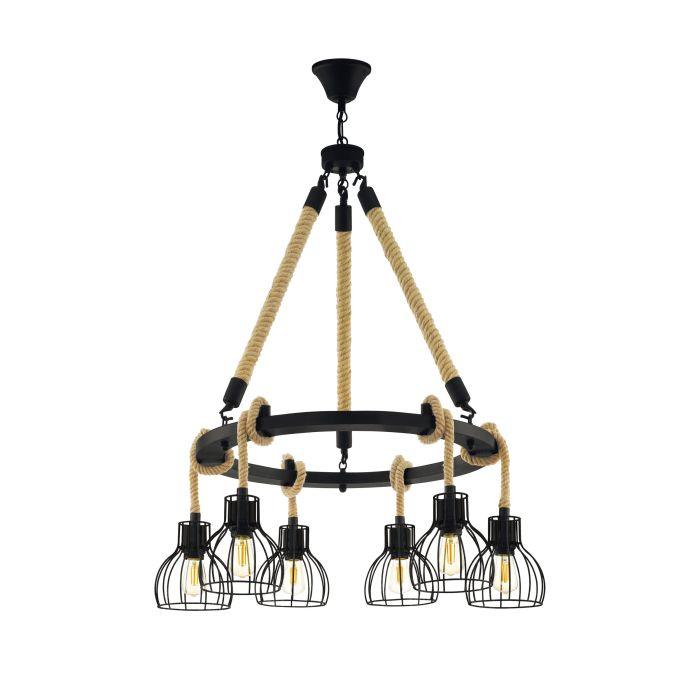 eglo rampside rope 6 light ceiling pendant black wire shades kitchen lighting