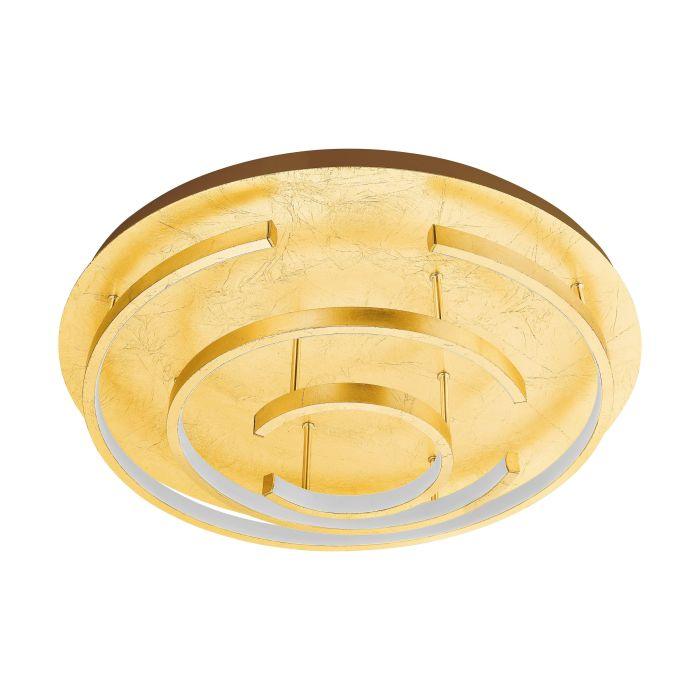 eglo pozondon led gold leaf coloured flush ceiling light 52cm