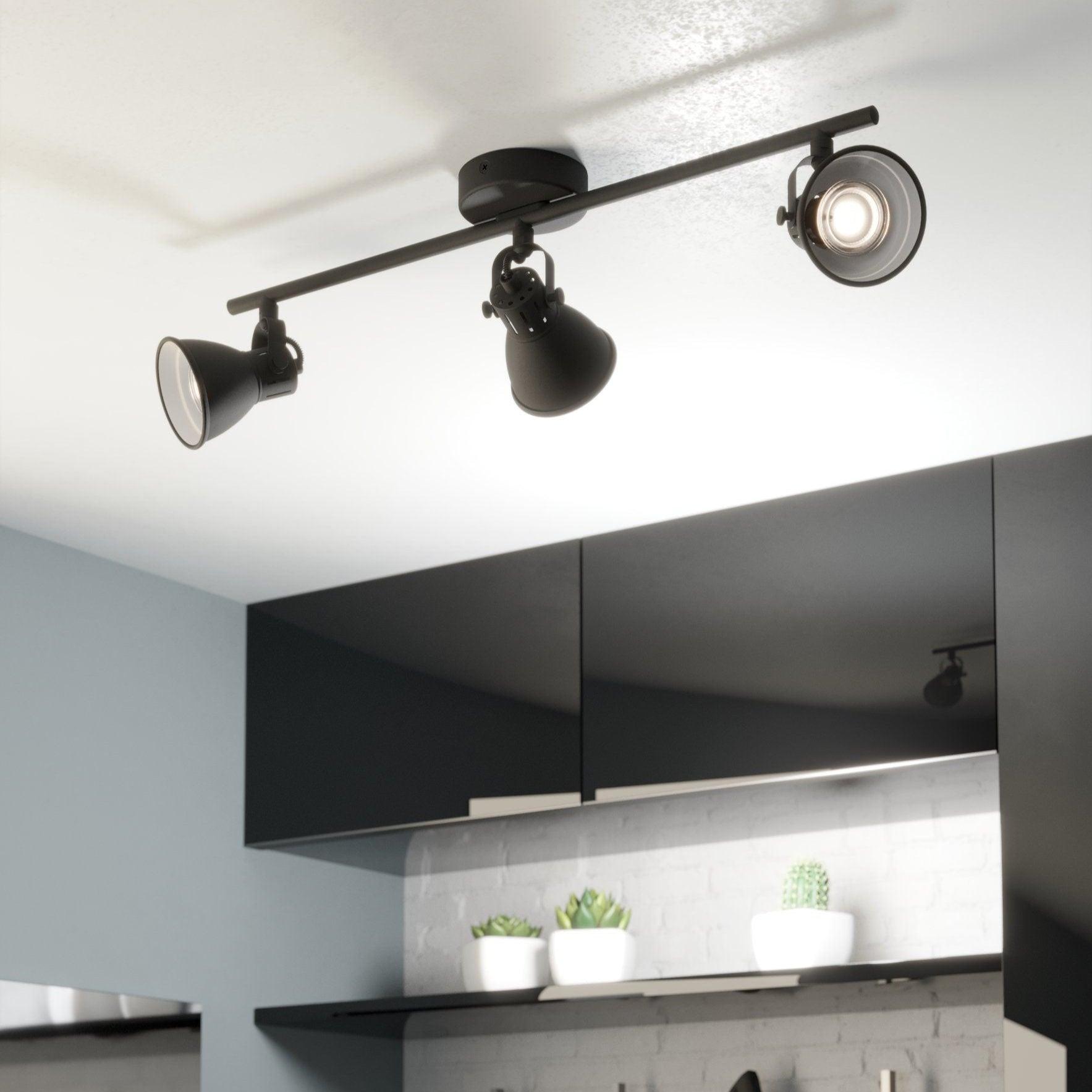 eglo seras 2 black 3 light bar spotlight