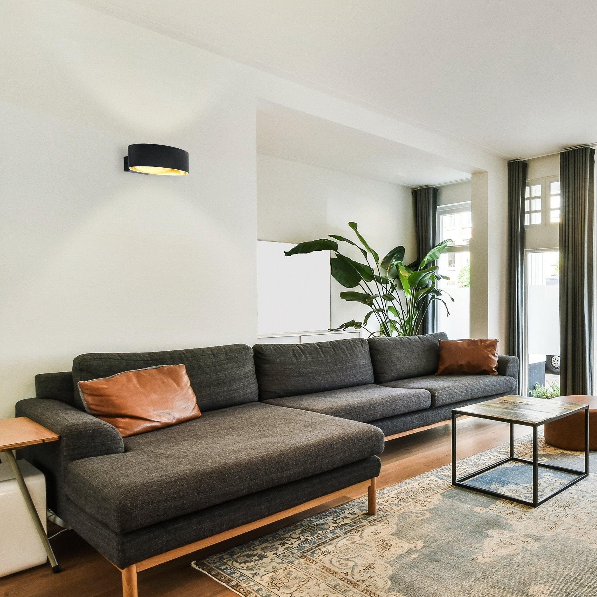 eglo maccacari curved black gold led wall light