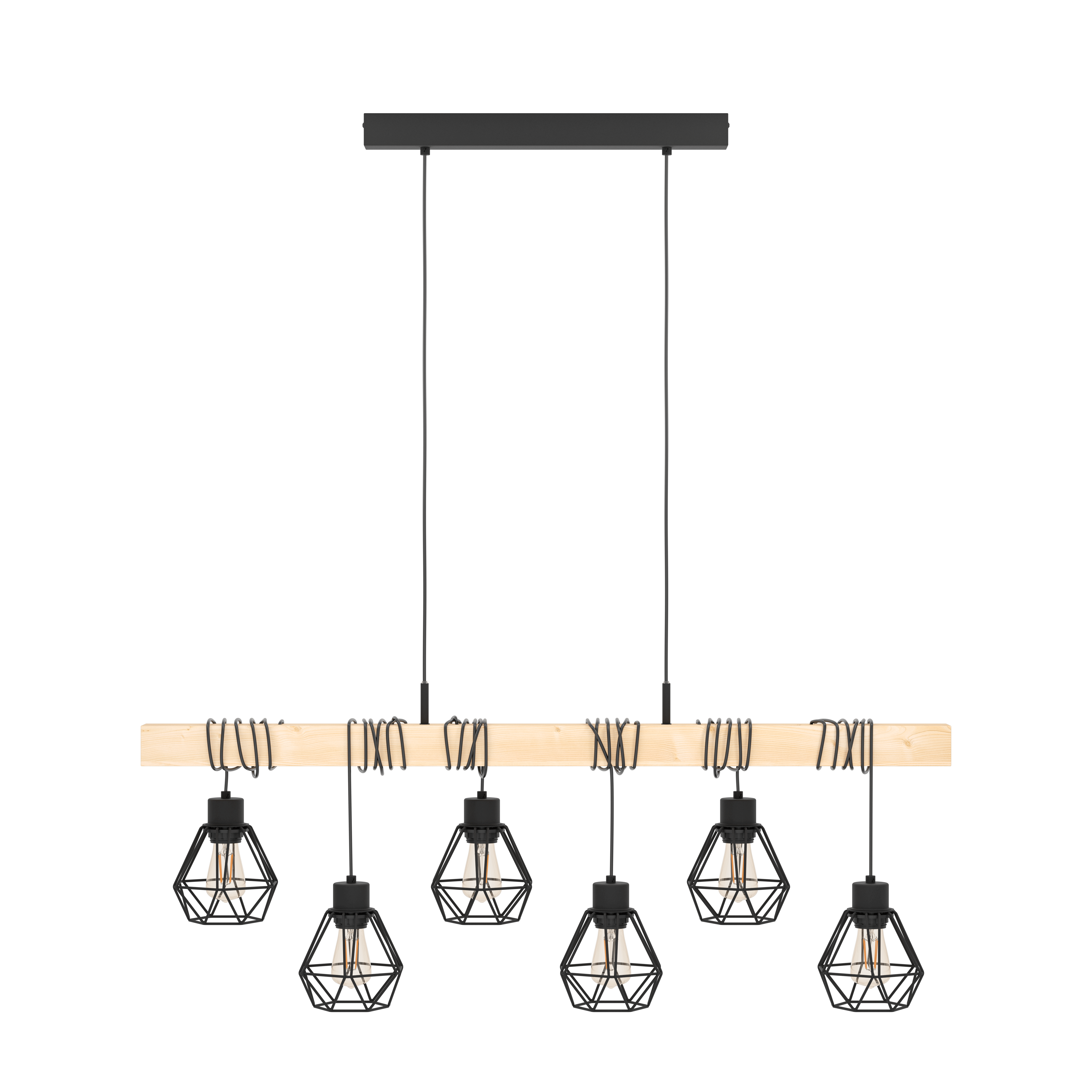 Eglo Townshend 5 Wooden Adjustable 6 Light Bar Ceiling Pendant