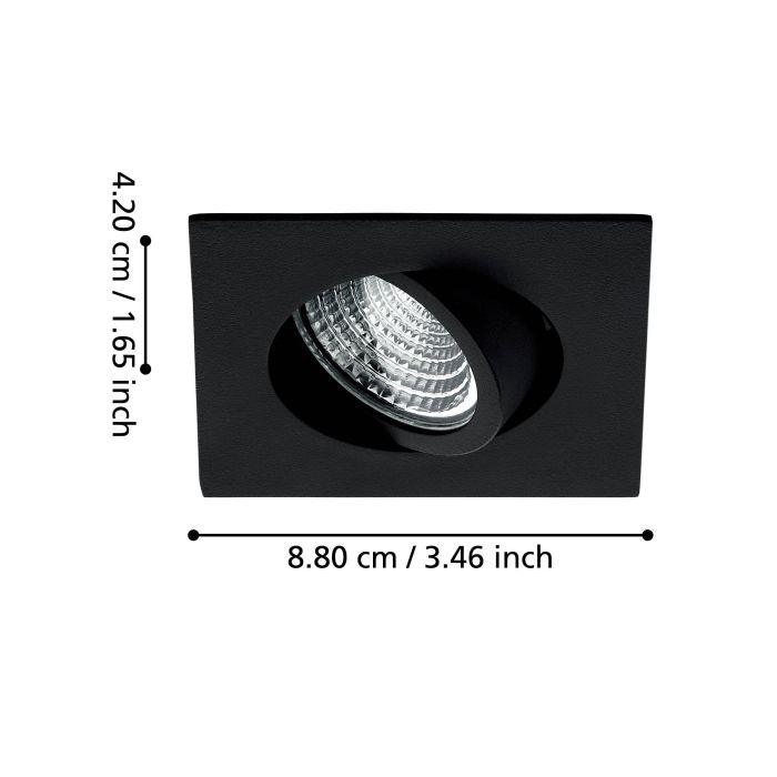 eglo saliceto black square recessed downlight living room close up