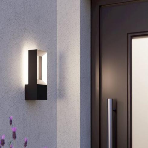 eglo riforano black led outdoor wall light ip44