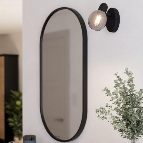 eglo pollica black smoked glass wall spotlight