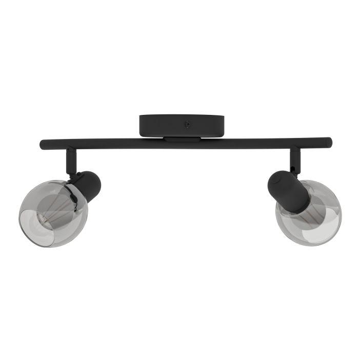 eglo pollica black smoked glass 2 light bar spotlight hallway lighting