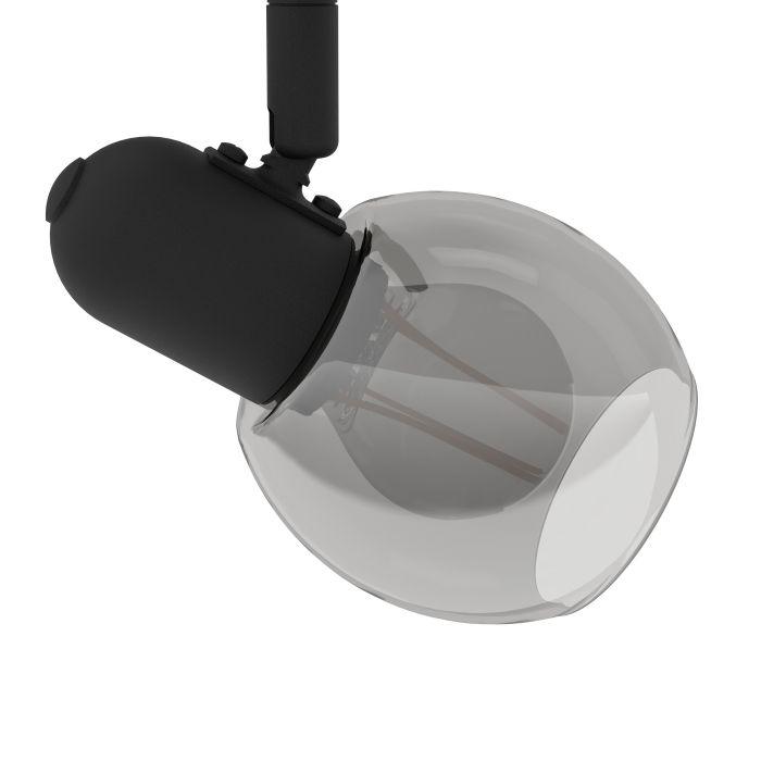 eglo pollica black smoked glass 2 light bar spotlight Kitchen Lighting Close Up