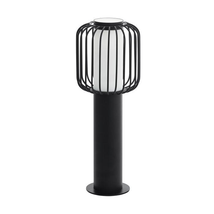eglo ravello ip54 black pedestal light with wire shade