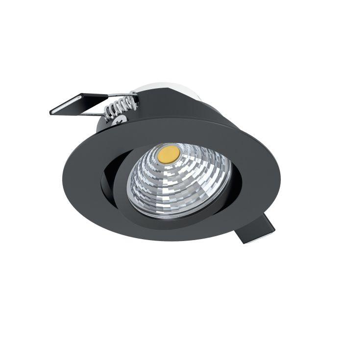 eglo saliceto led black recessed downlight warm white living room close up