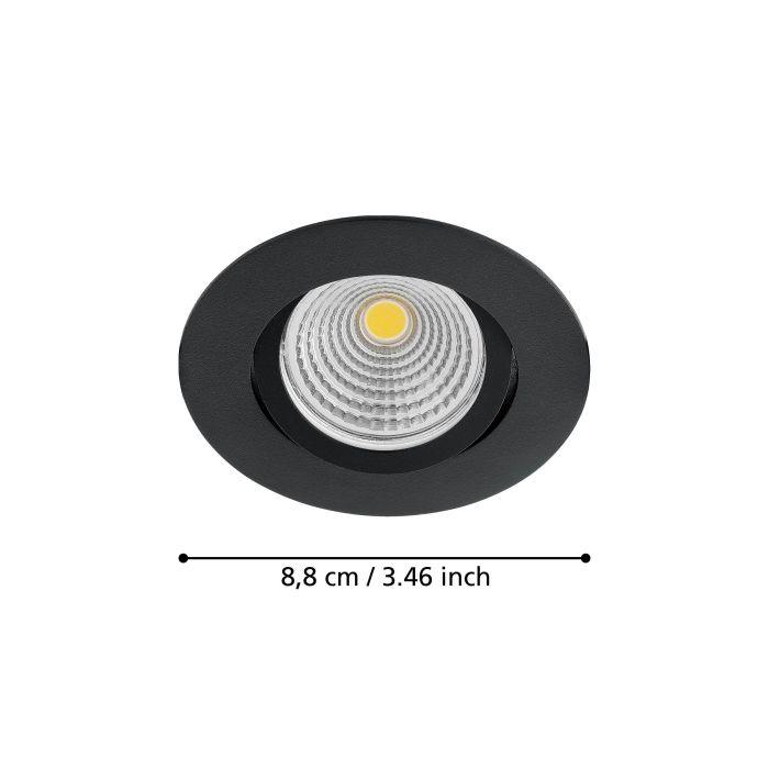 eglo saliceto led black recessed downlight warm white kitchen lighting