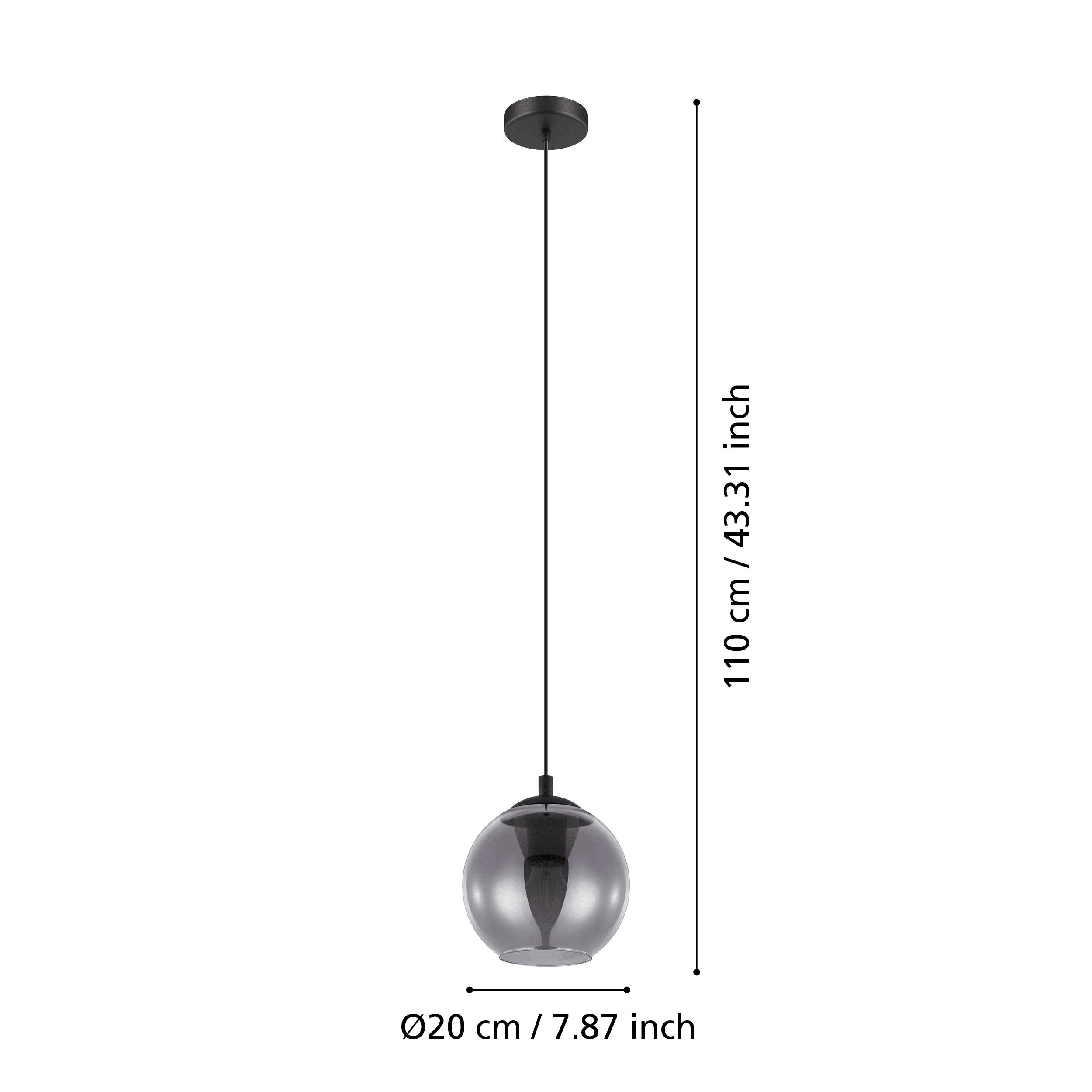 eglo ariscani black steel vaporised glass ceiling pendant living room close up
