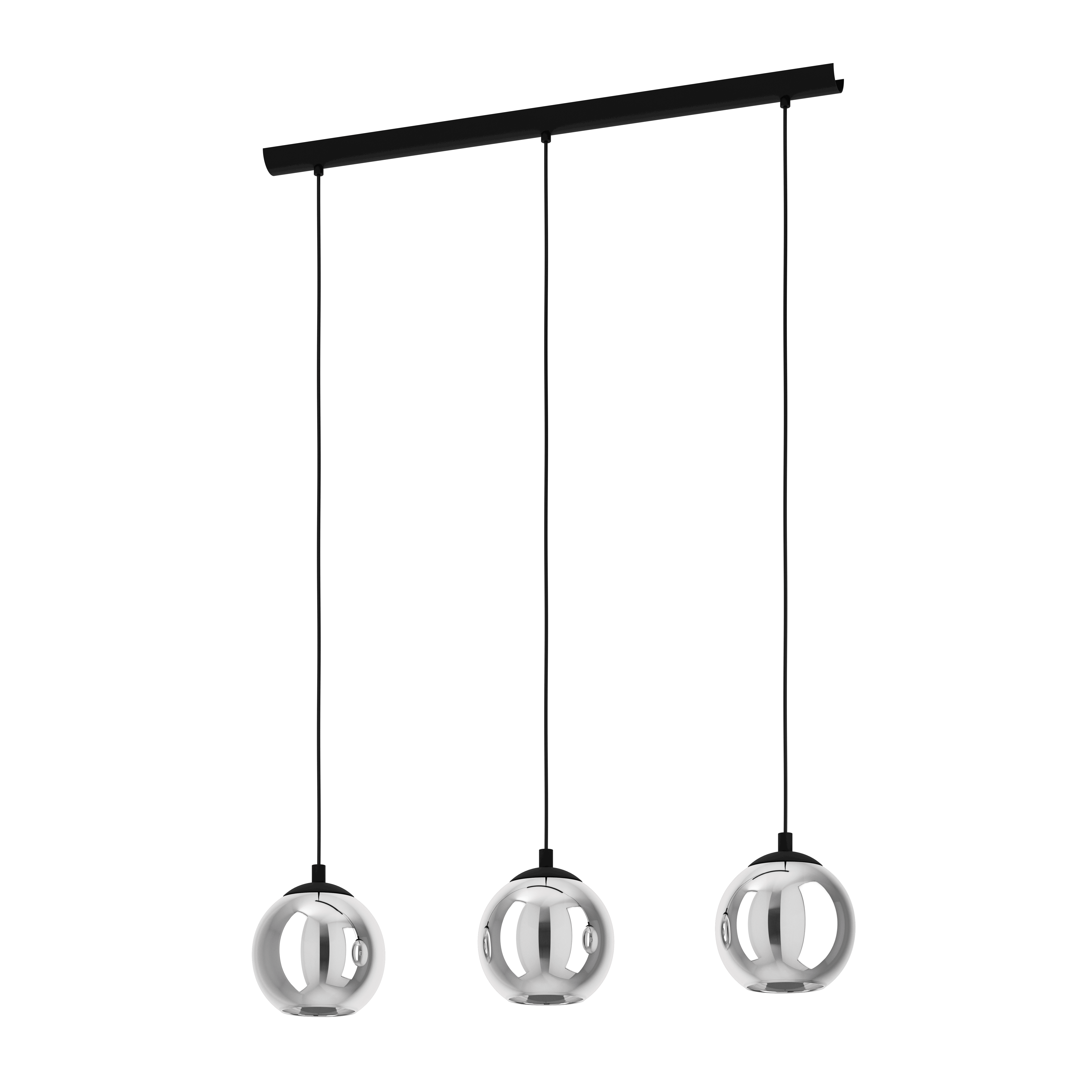 eglo ariscani 3 light black steel vaporised glass ceiling pendant living room image