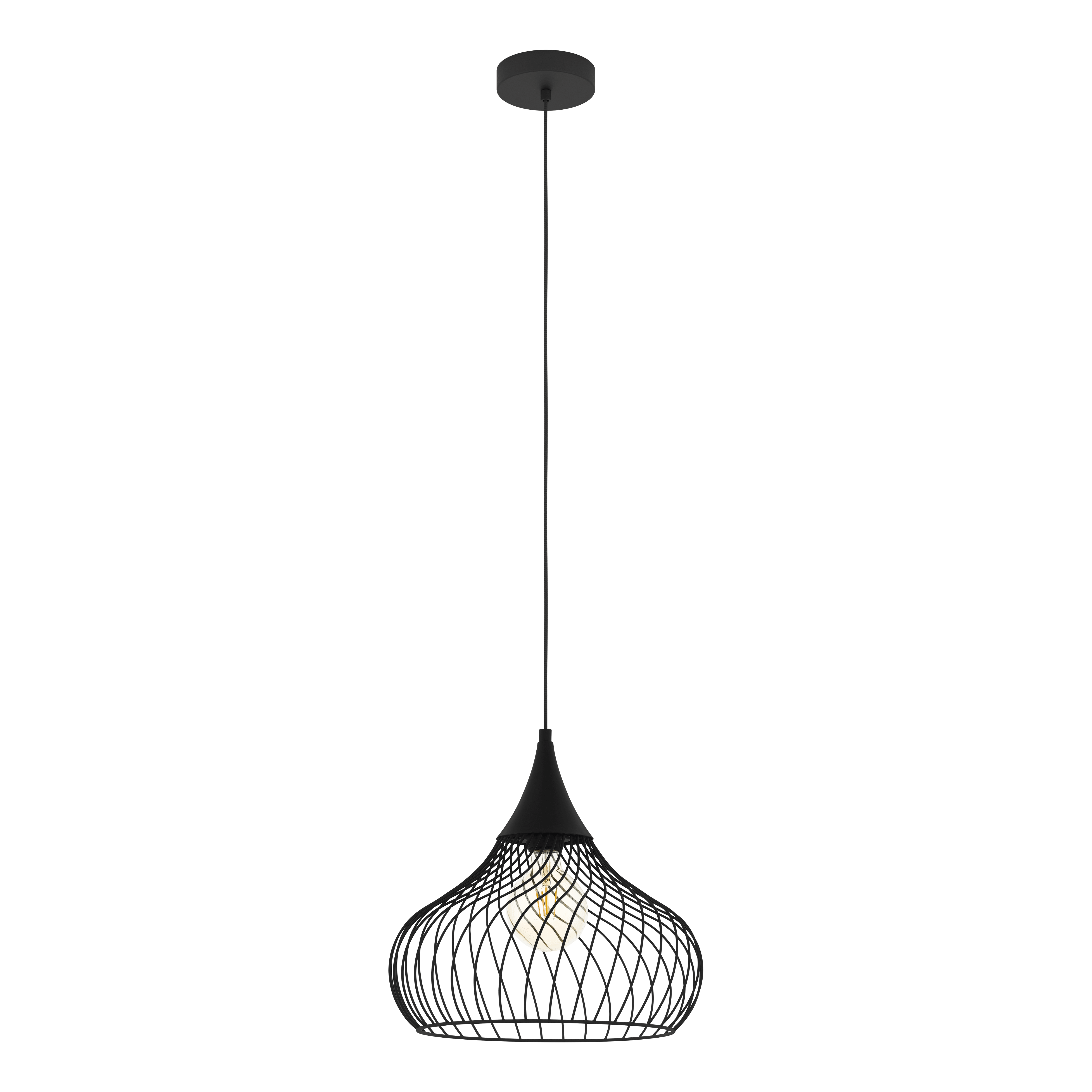 Eglo Staverton Black Wire Lampshade Ceiling Pendant