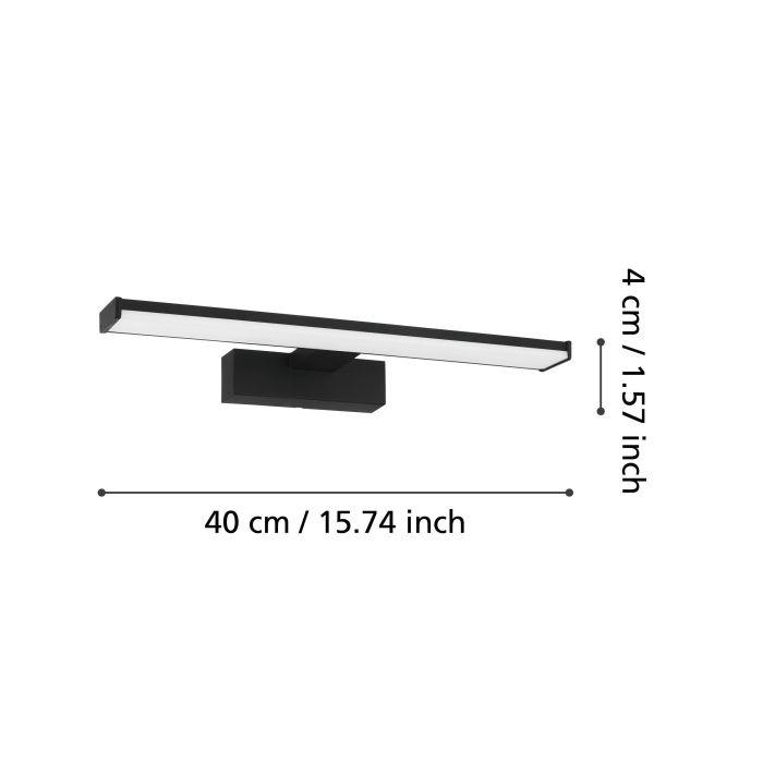 eglo pandella 1 ip44 black led bathroom wall mirror light 40cm kitchen lighting