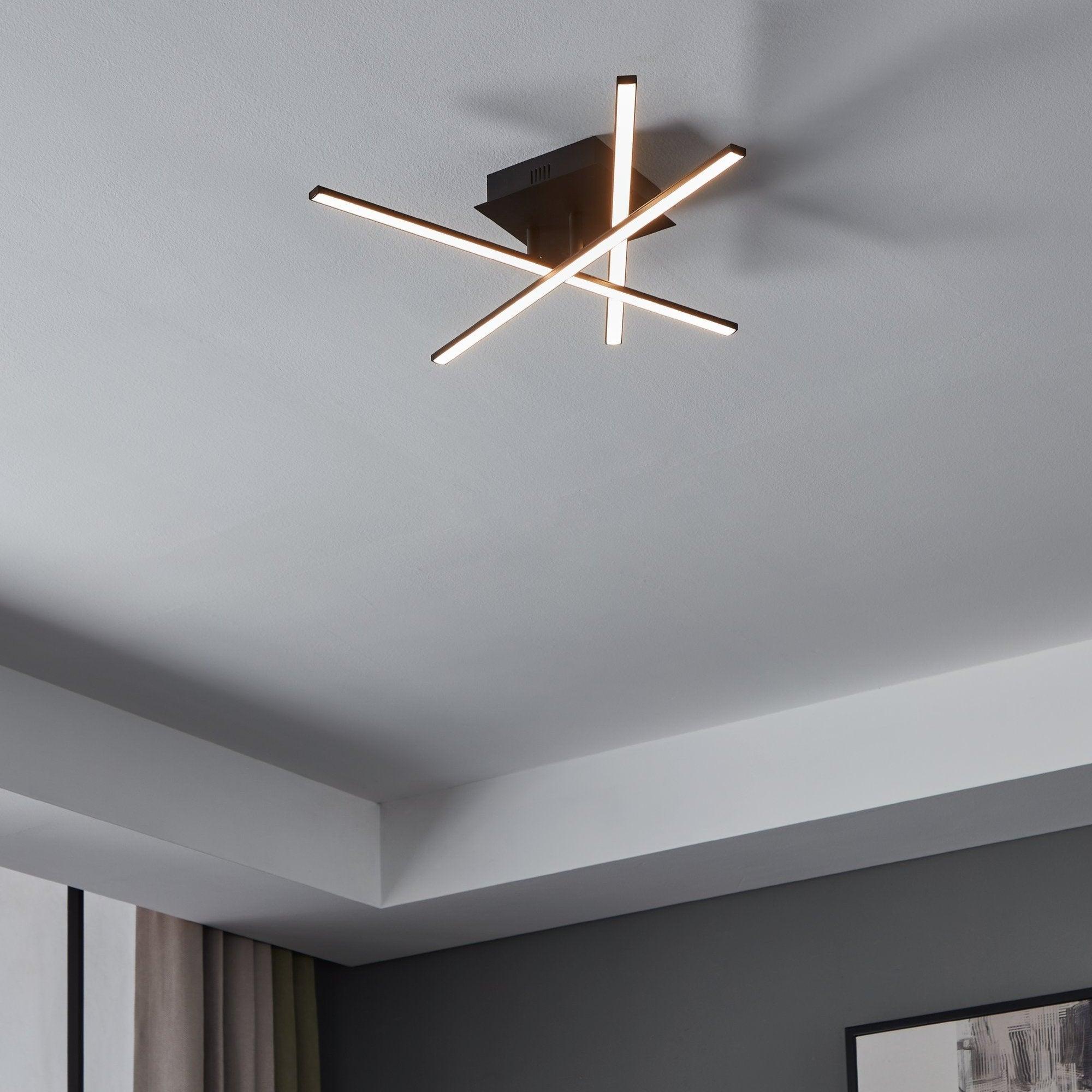 eglo lasana 3 black 3 linear led ceiling flush