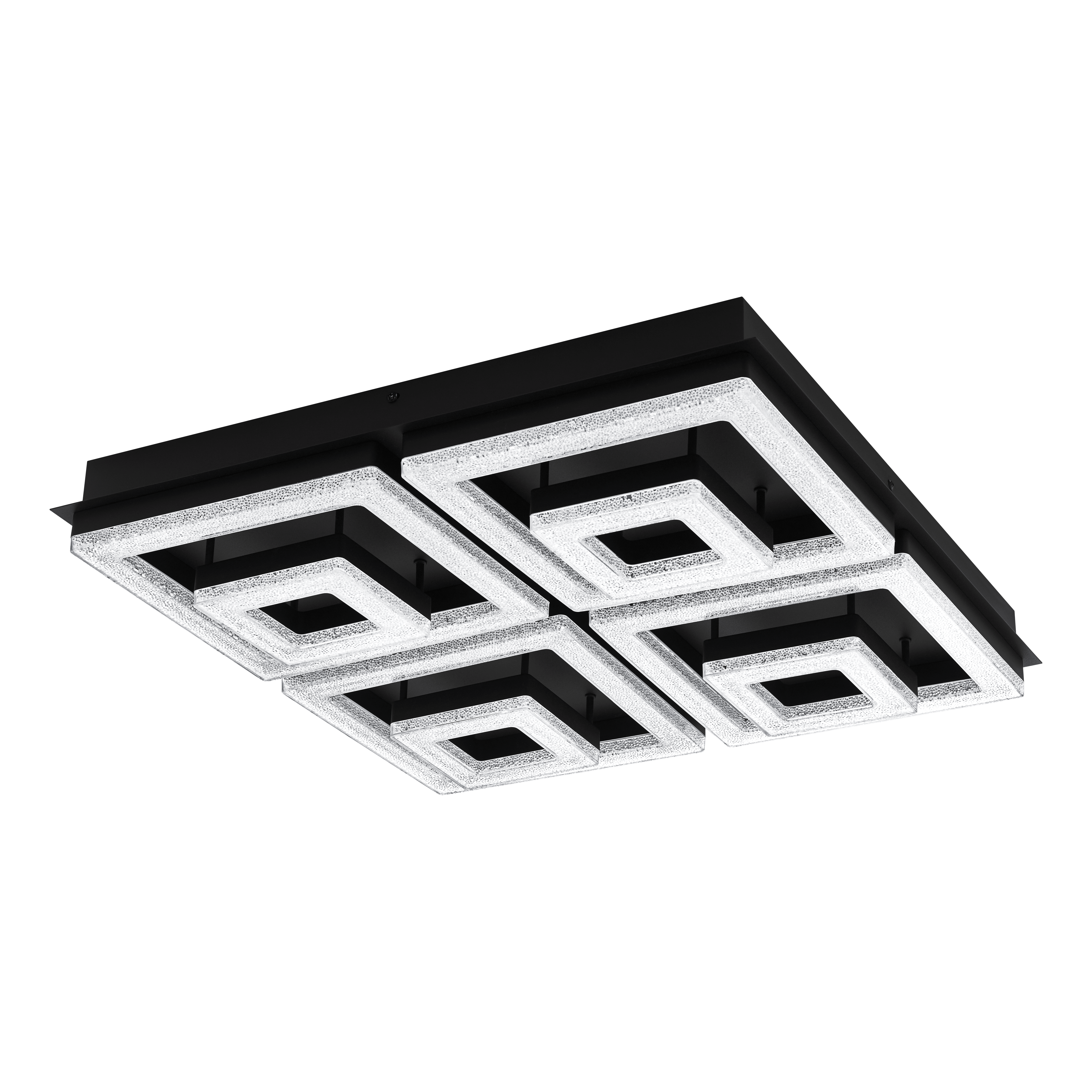 eglo fradelo 1 square black clear glass crystal led ceiling flush 52cm living room image