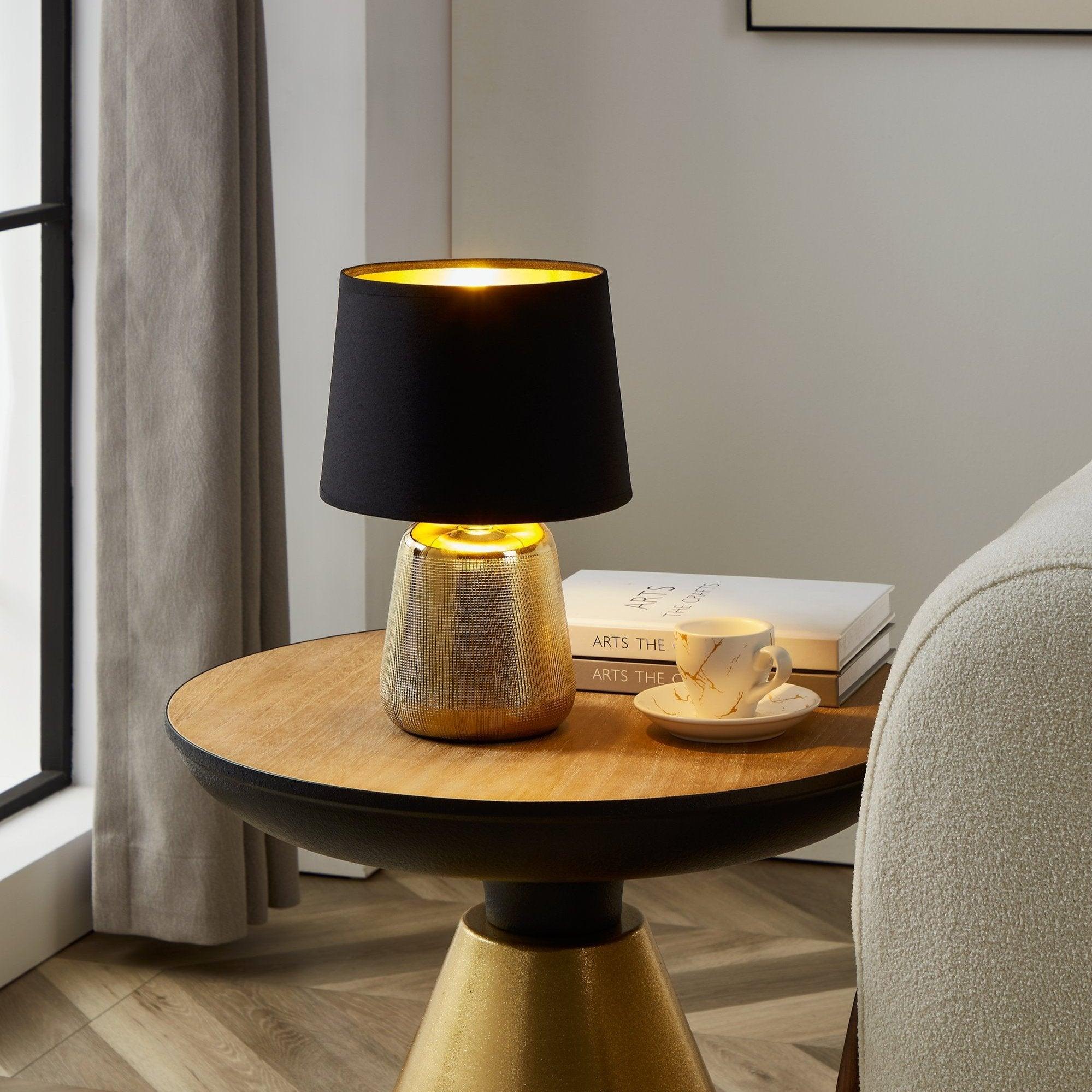 eglo manalba 1 sold ceramic table lamp black fabric shade