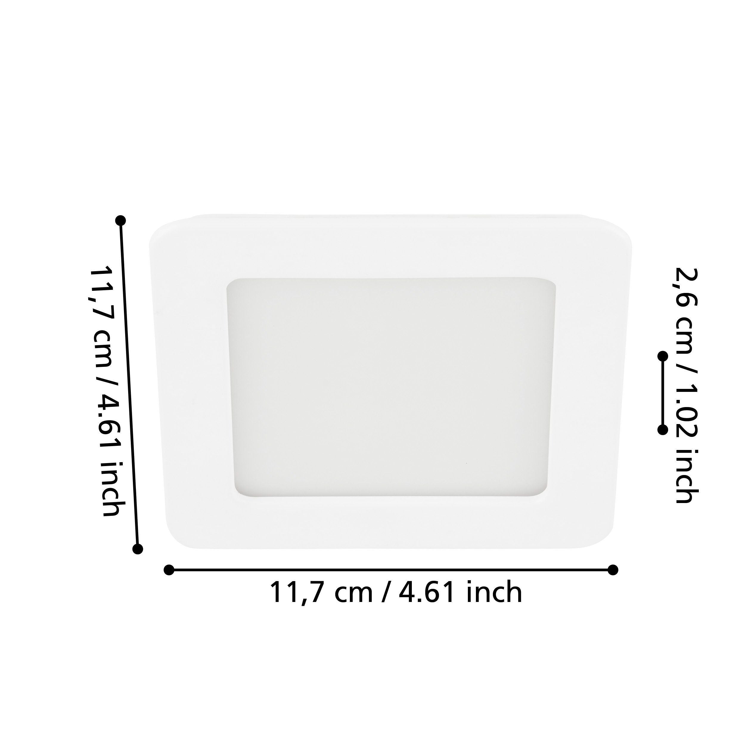 Eglo Fueva 5 White LED Square Recessed Ceiling Light - 11.7cm — close-up detail