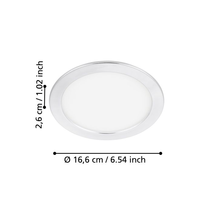 Eglo Fueva 5 Chrome LED Recessed Ceiling Light - 16.6cm — rear view