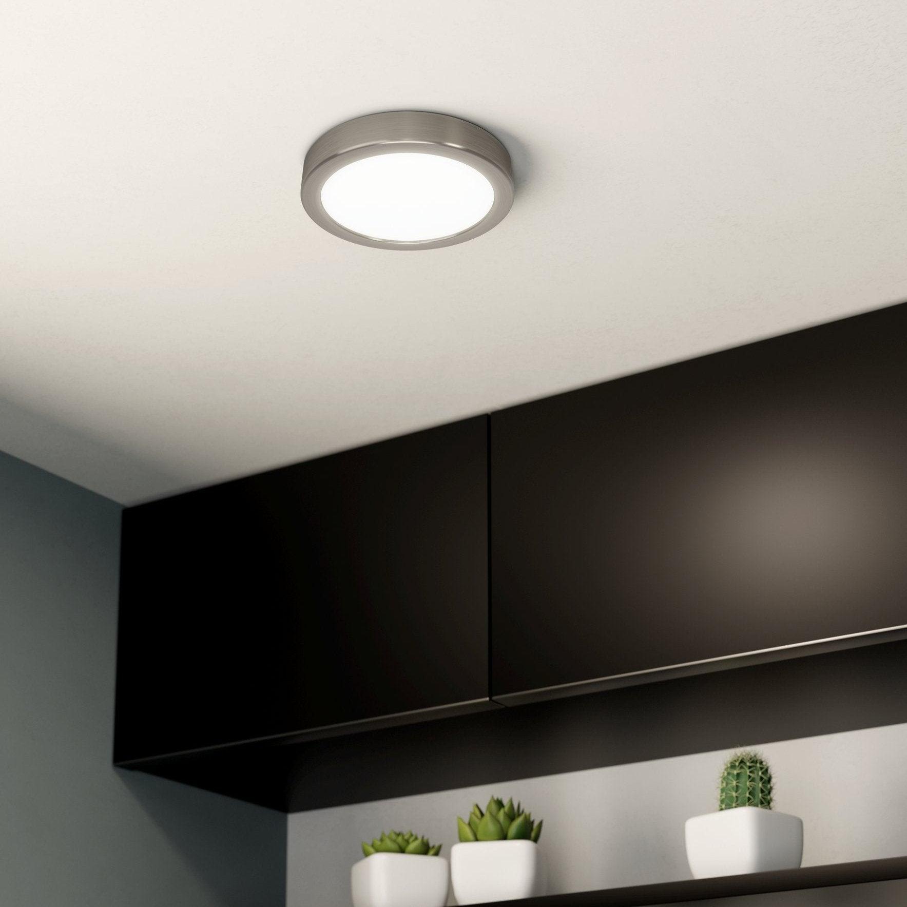 Eglo Fueva 5 LED Nickel Flush Cool White Ceiling Light - 16cm-WAREHOUSE-40-200326