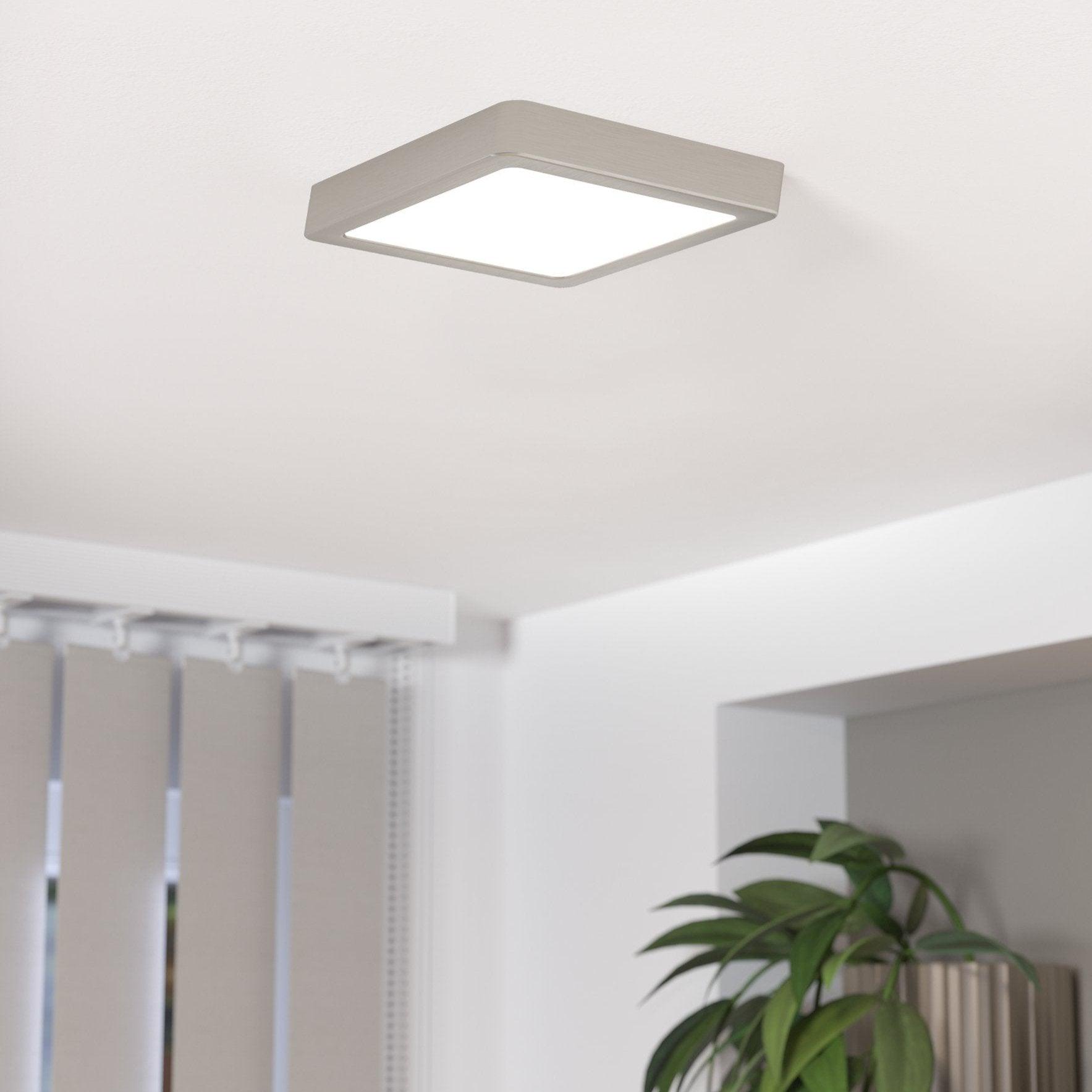 eglo fueva 5 led nickel square flush ceiling light 17w