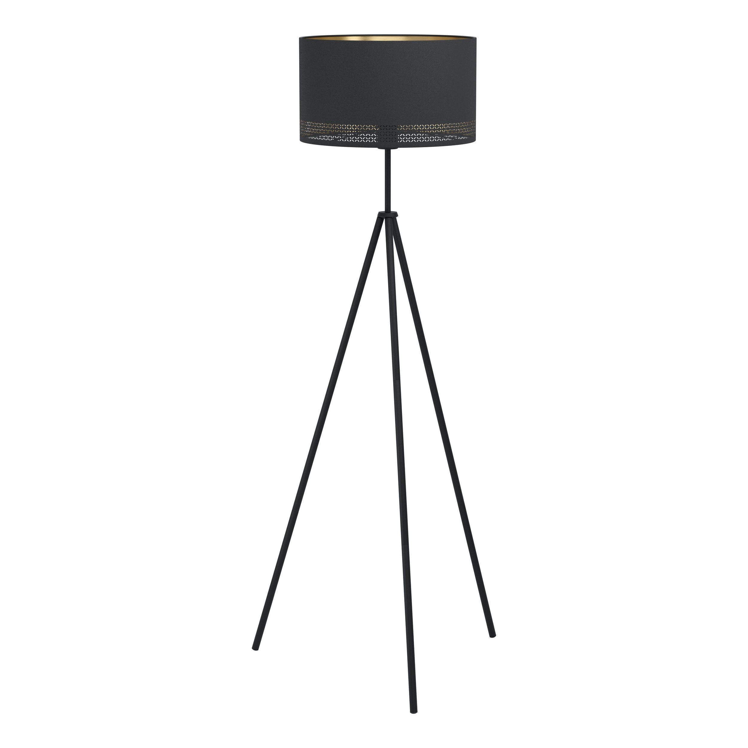 Eglo Esteperra Black Tripod Floor Lamp With Black & Gold Shade