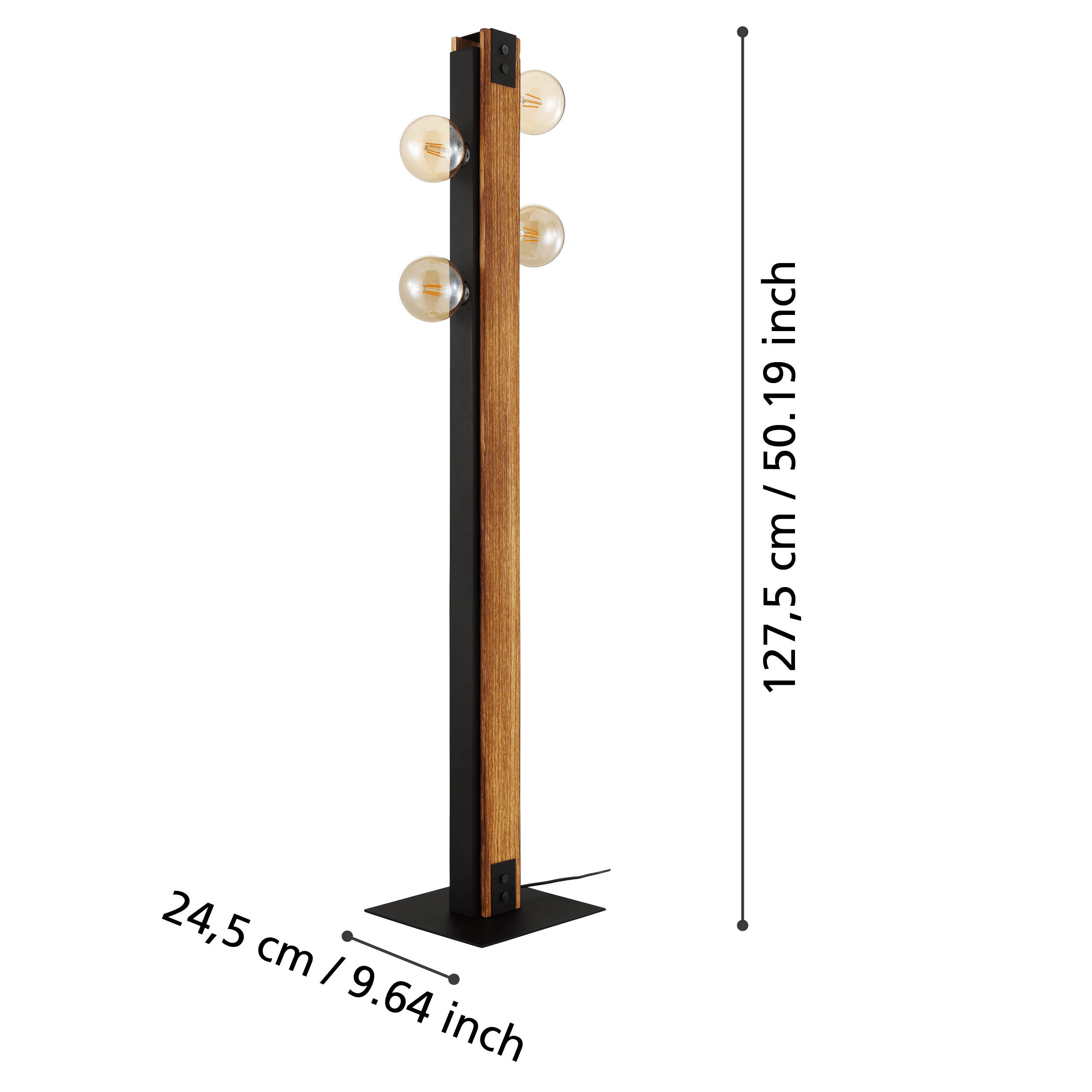 eglo layham 4 light black wooden floor lamp hallway lighting