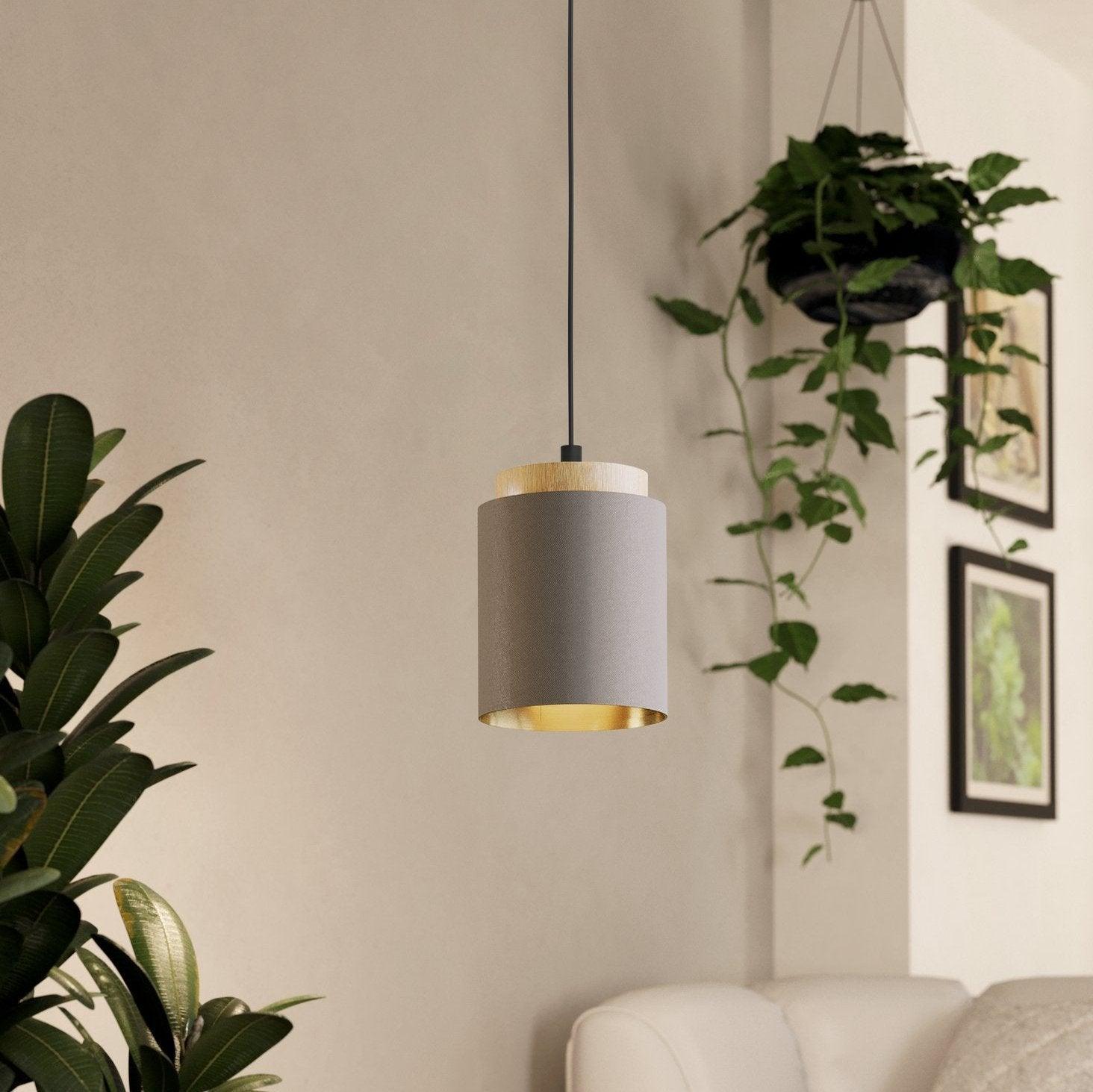 eglo albariza brown gold fabric ceiling pendant