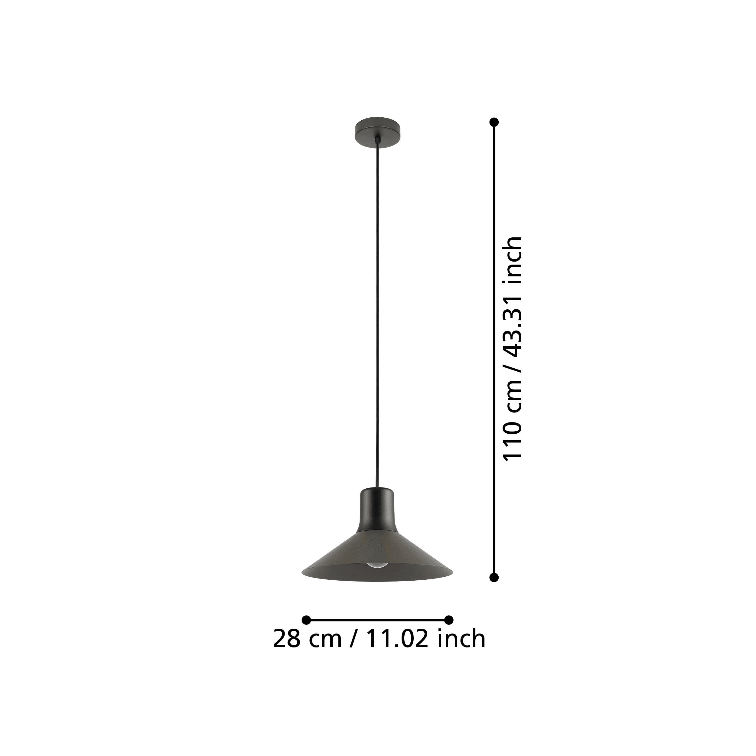 eglo abreosa grey black metal conical ceiling pendant living room close up