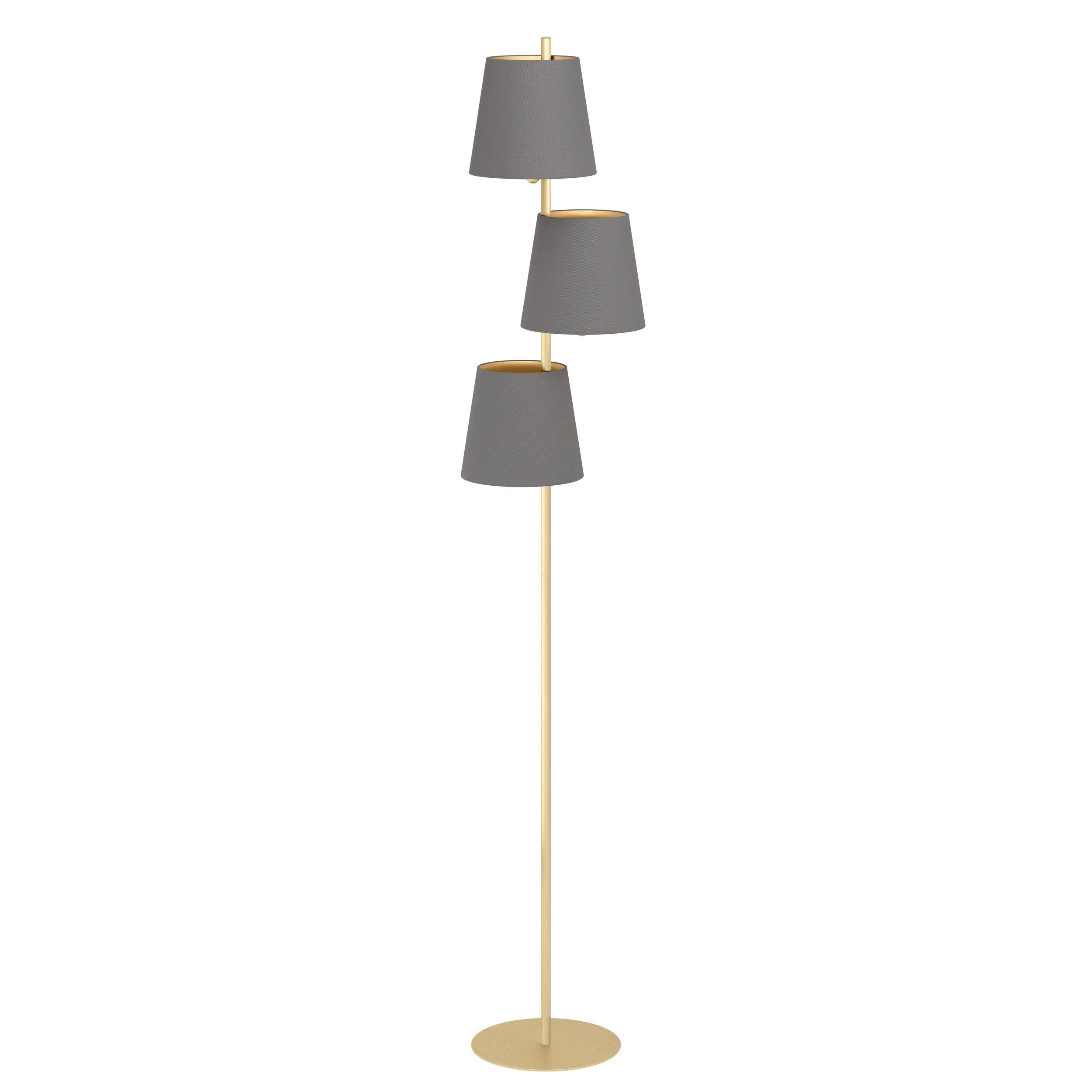 Eglo Almeida 2 Brass 3 Light Floor Lamp - Brown Fabric Shades requires 3 x Edison Screw E27/ES bulbs
