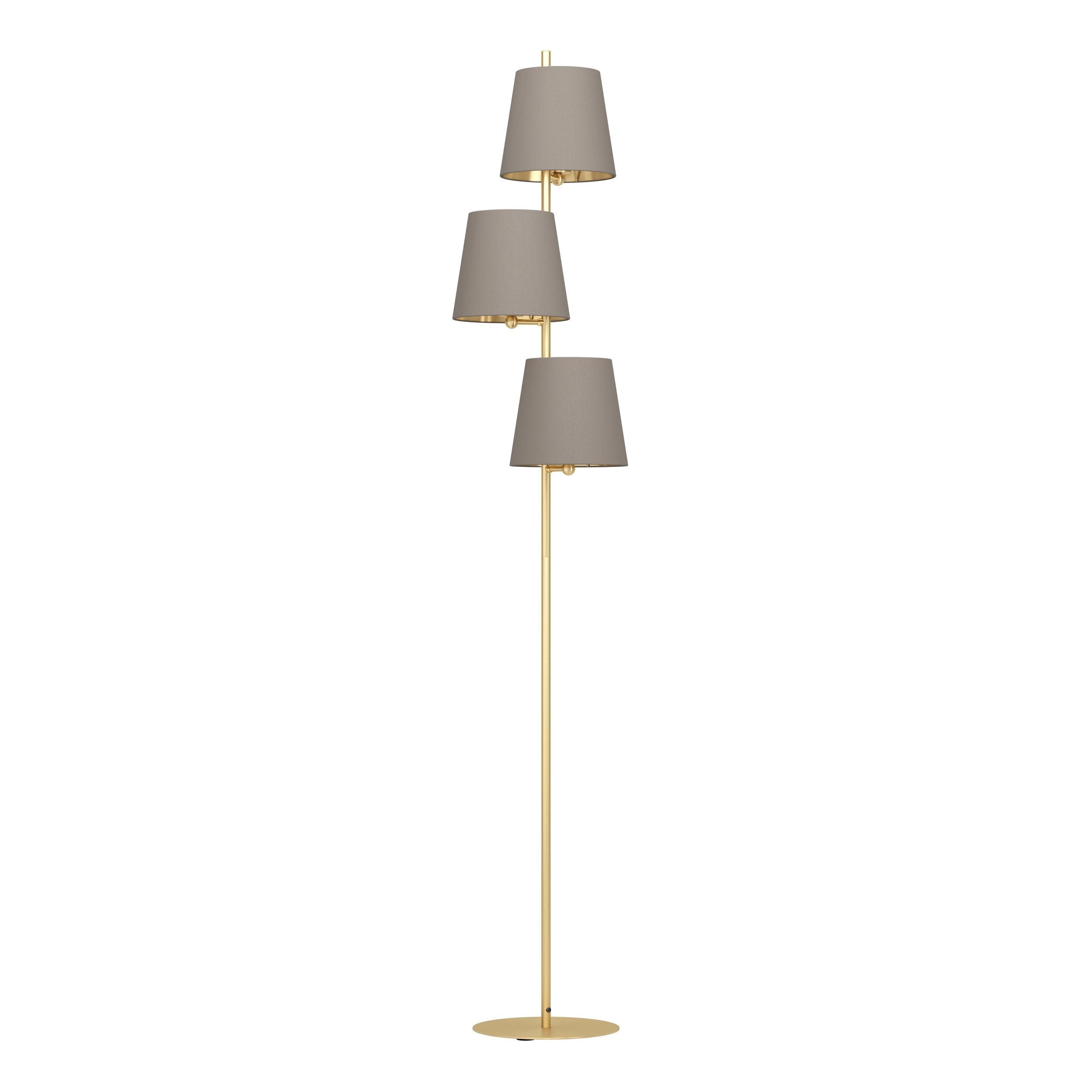 Eglo Almeida 2 Brass 3 Light Floor Lamp - Brown Fabric Shades