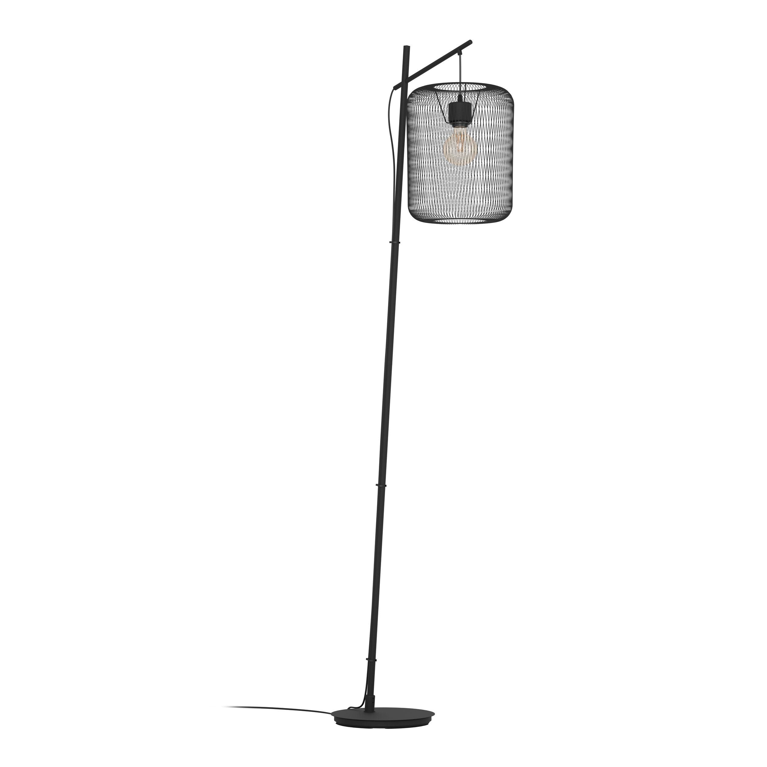 Eglo Wrington Black Floor Lamp - Metal Mesh Shade