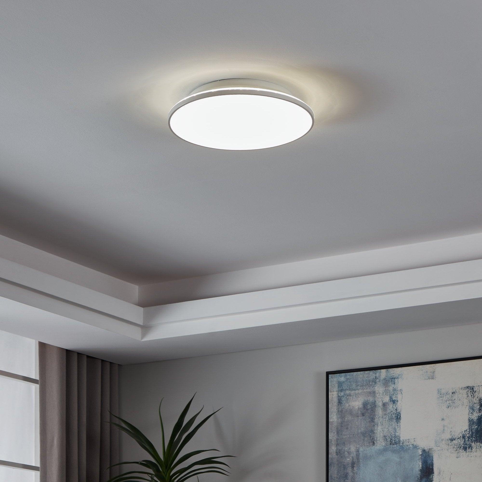 eglo crespillo white led round flush ceiling light 38cm living room image