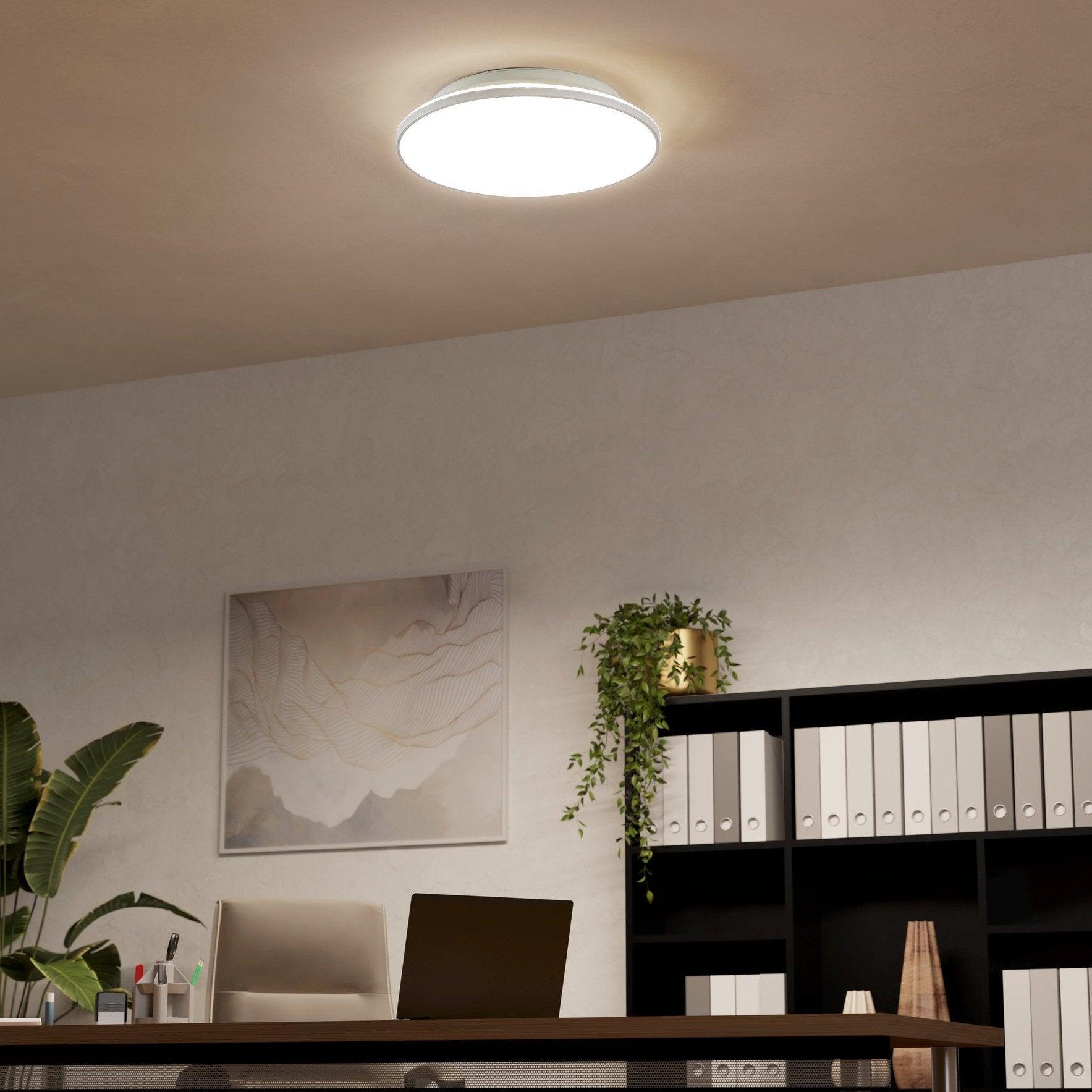 eglo crespillo white led round flush ceiling light 38cm