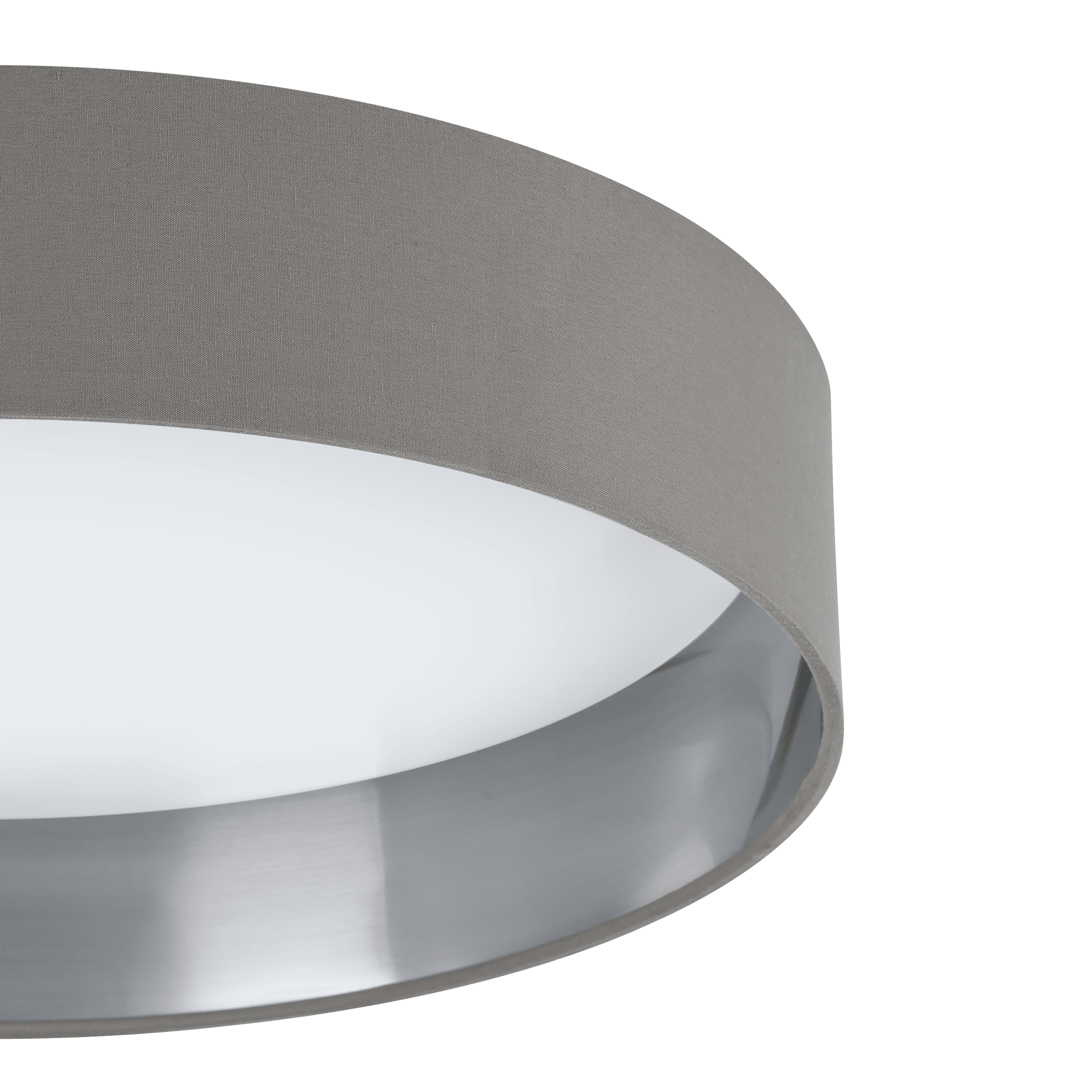 eglo maserlo 2 round grey silver fabric flush ceiling light kitchen lighting