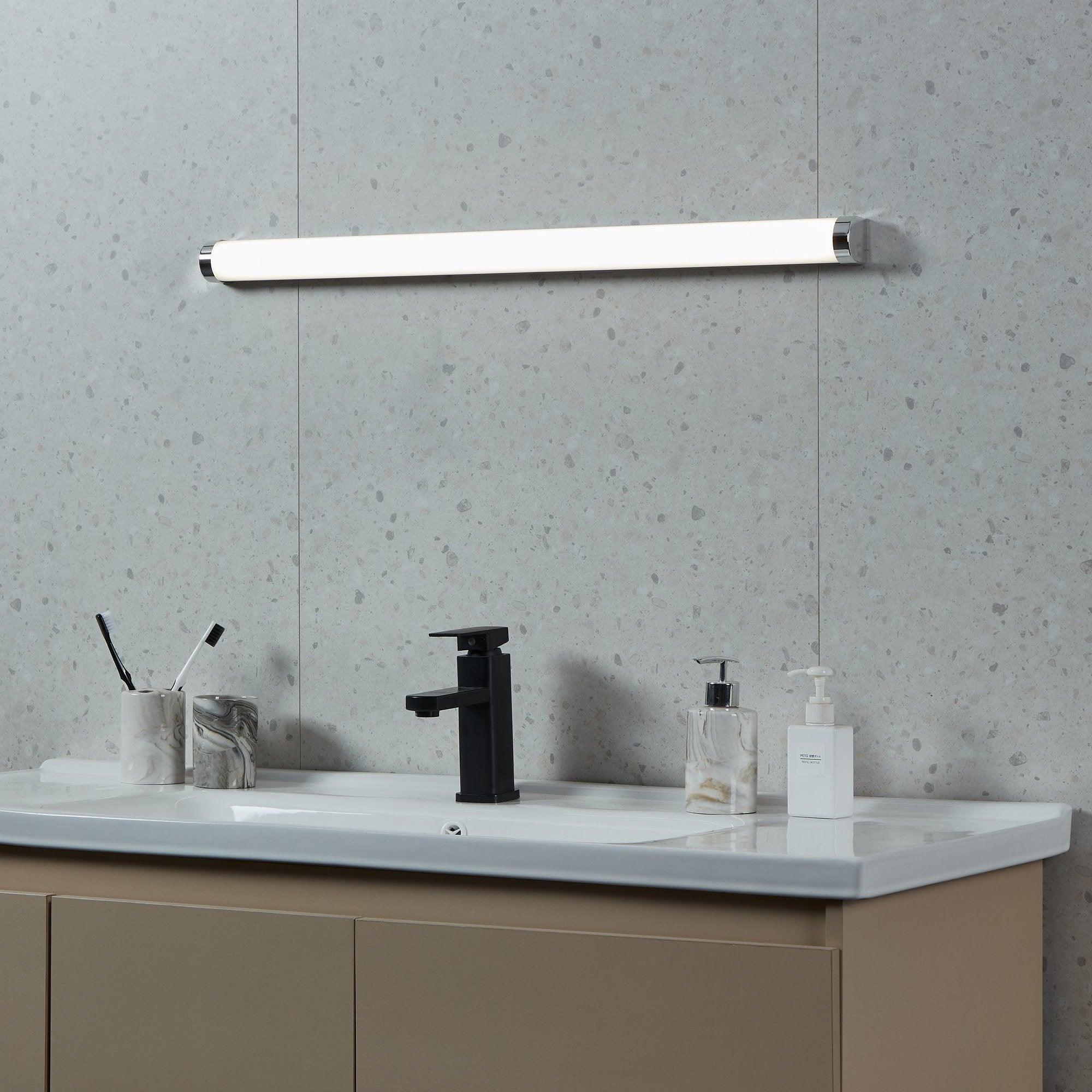 eglo tragacete 1 ip44 chrome bathroom wall mirror light 77cm