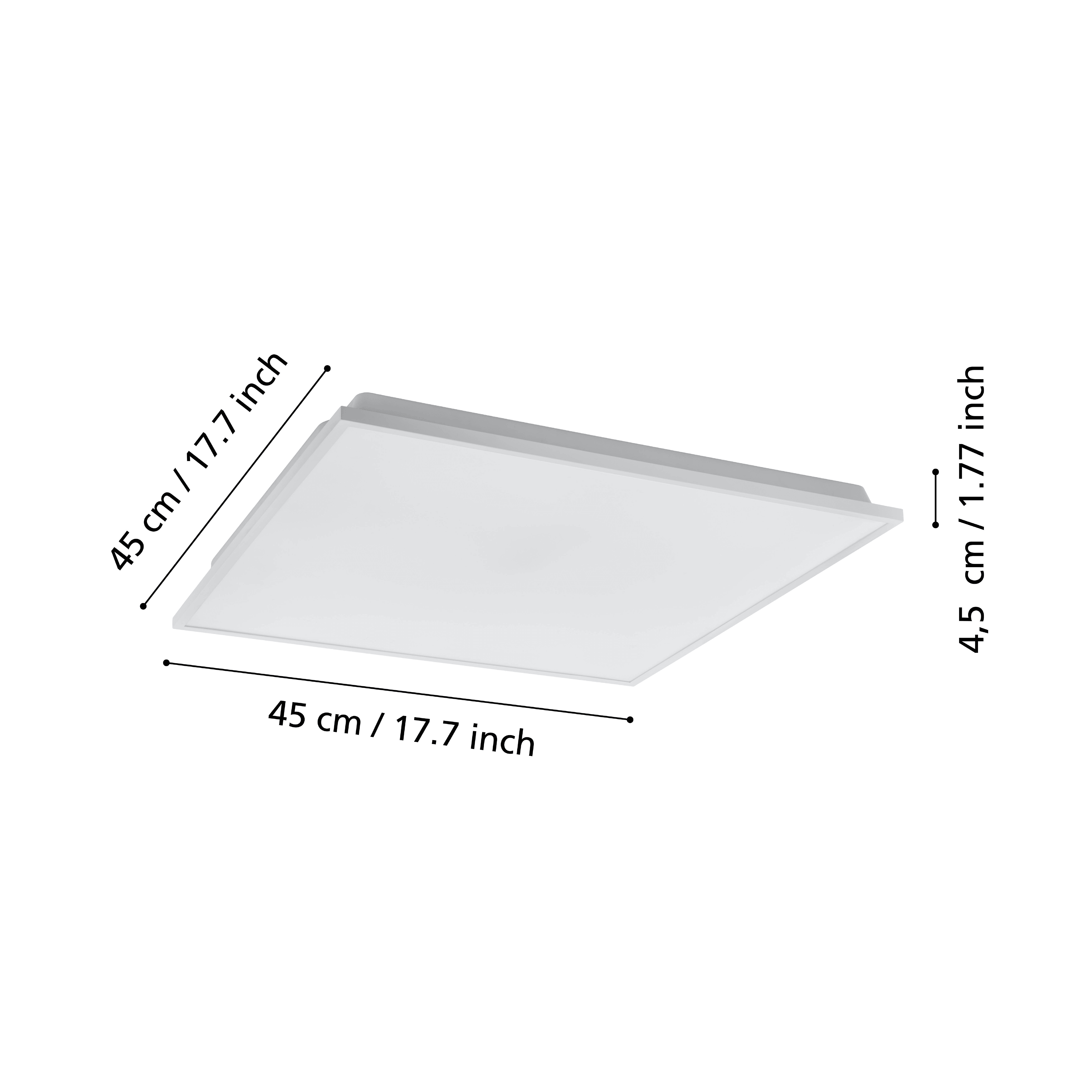 eglo connect herrora z smart white led panel flush ceiling light 45cm living room close up